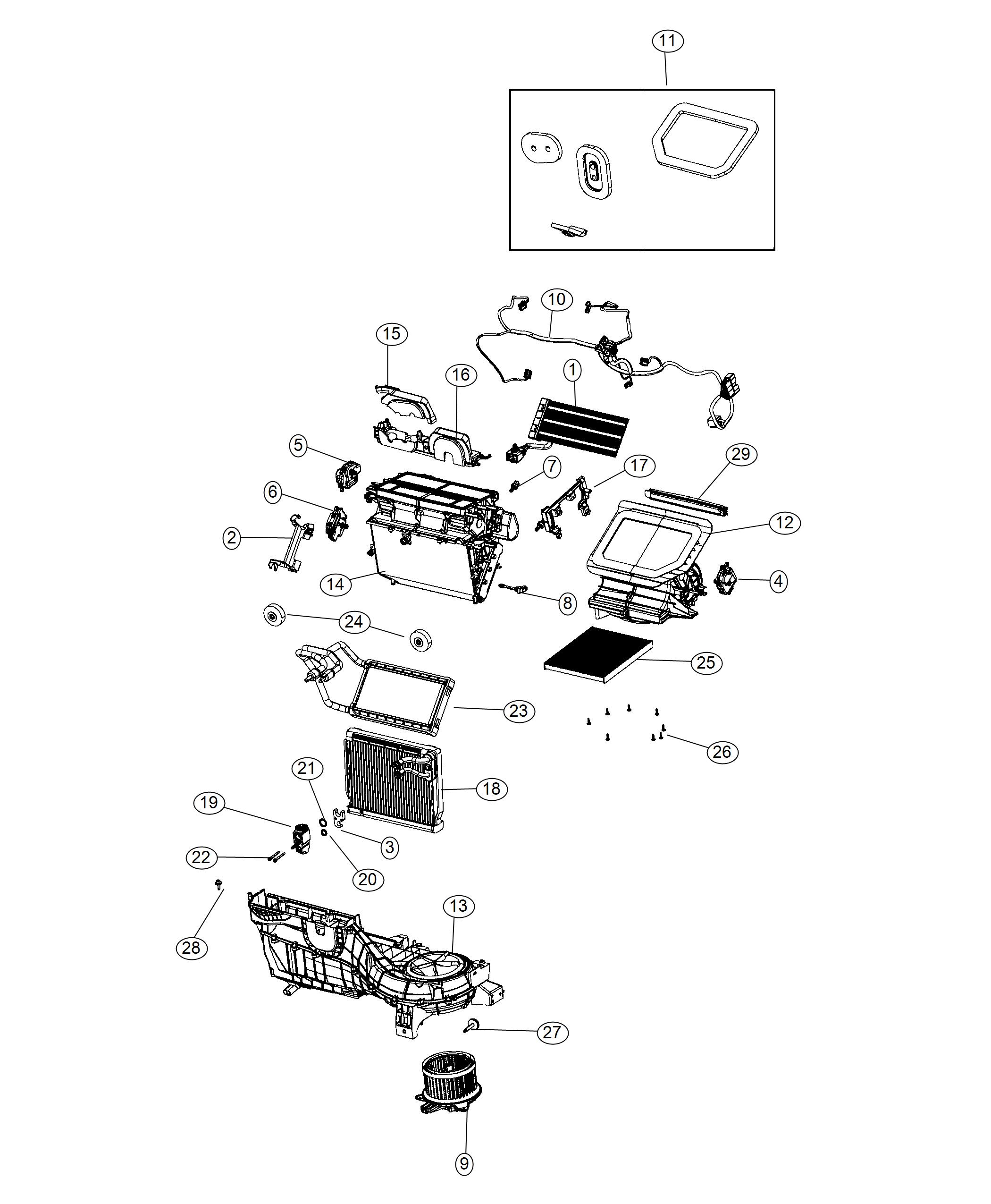 Diagram HVAC [2nd Row Overhead 9" VGA Video Screen]. for your 2018 Jeep Grand Cherokee   