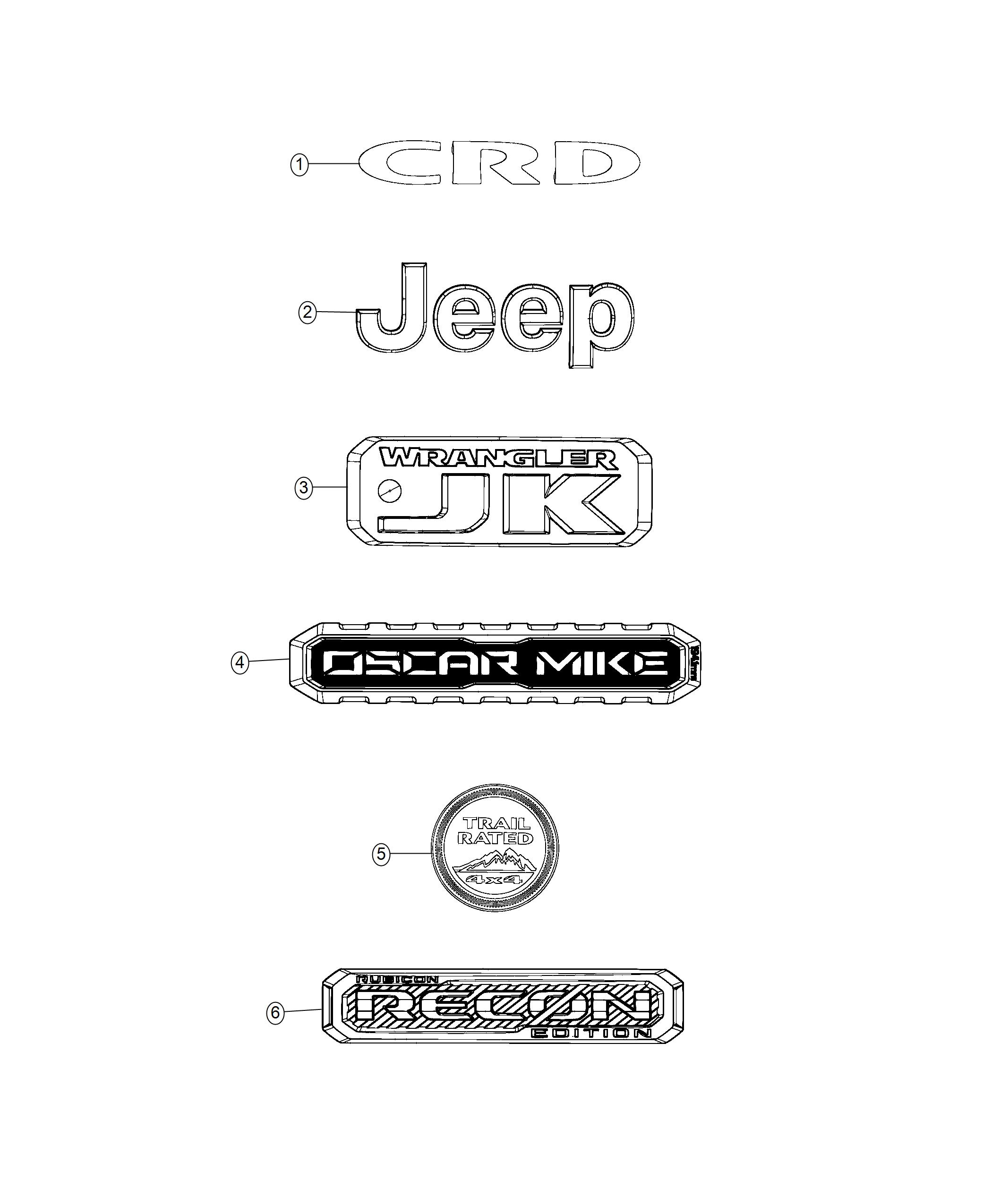 Diagram Nameplates. for your Jeep Wrangler  