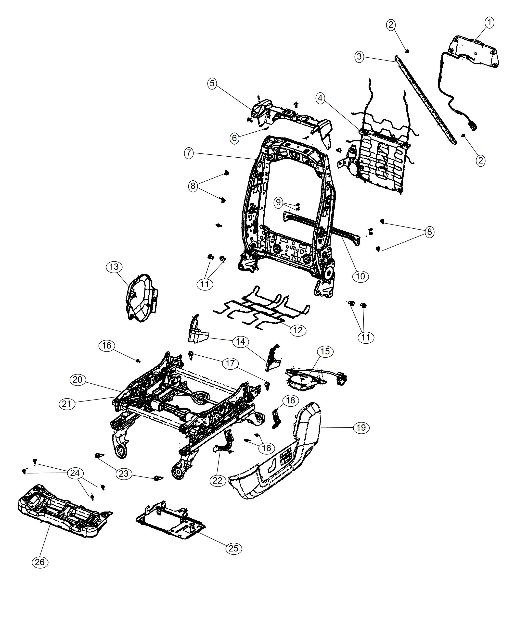 Diagram Adjuster, Recliners And Shields - Driver Seat. for your 2003 Chrysler 300  M 