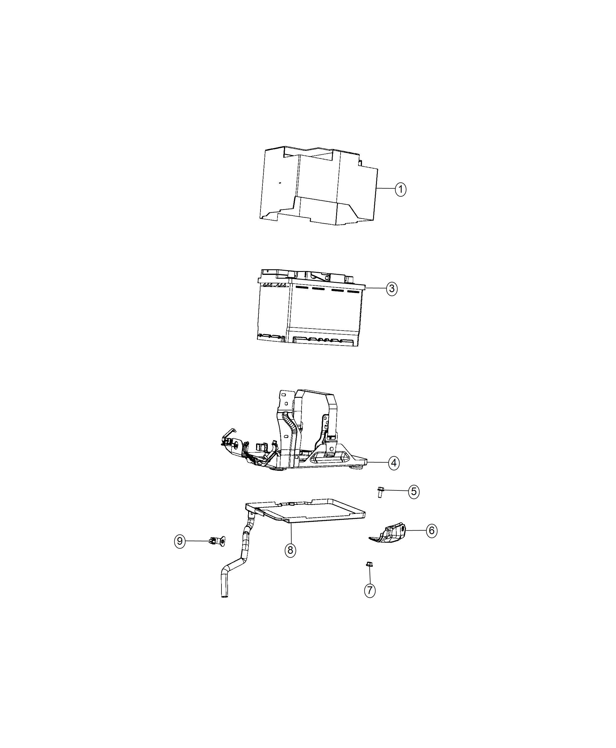 Diagram Battery, Tray, and Support. for your Jeep