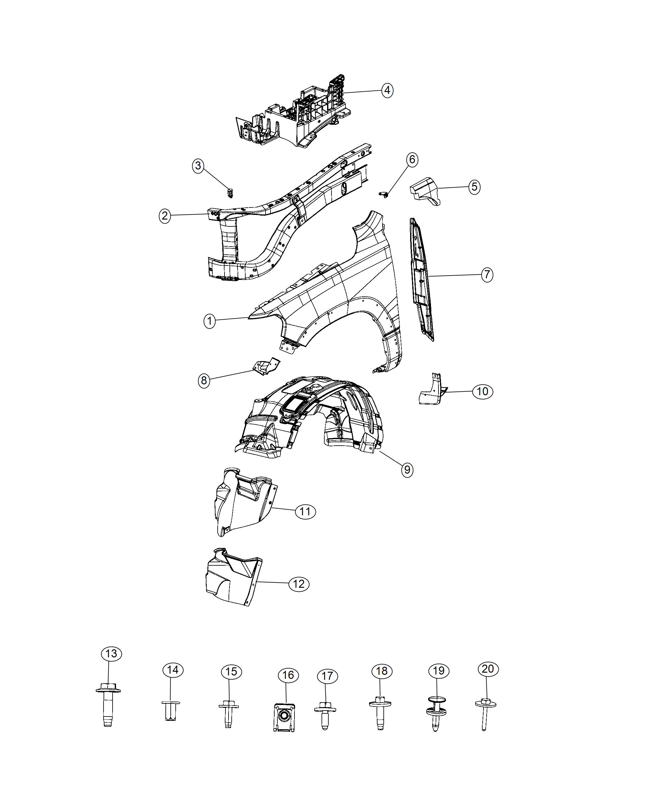 Diagram Front Fenders. for your 2025 Ram 1500   