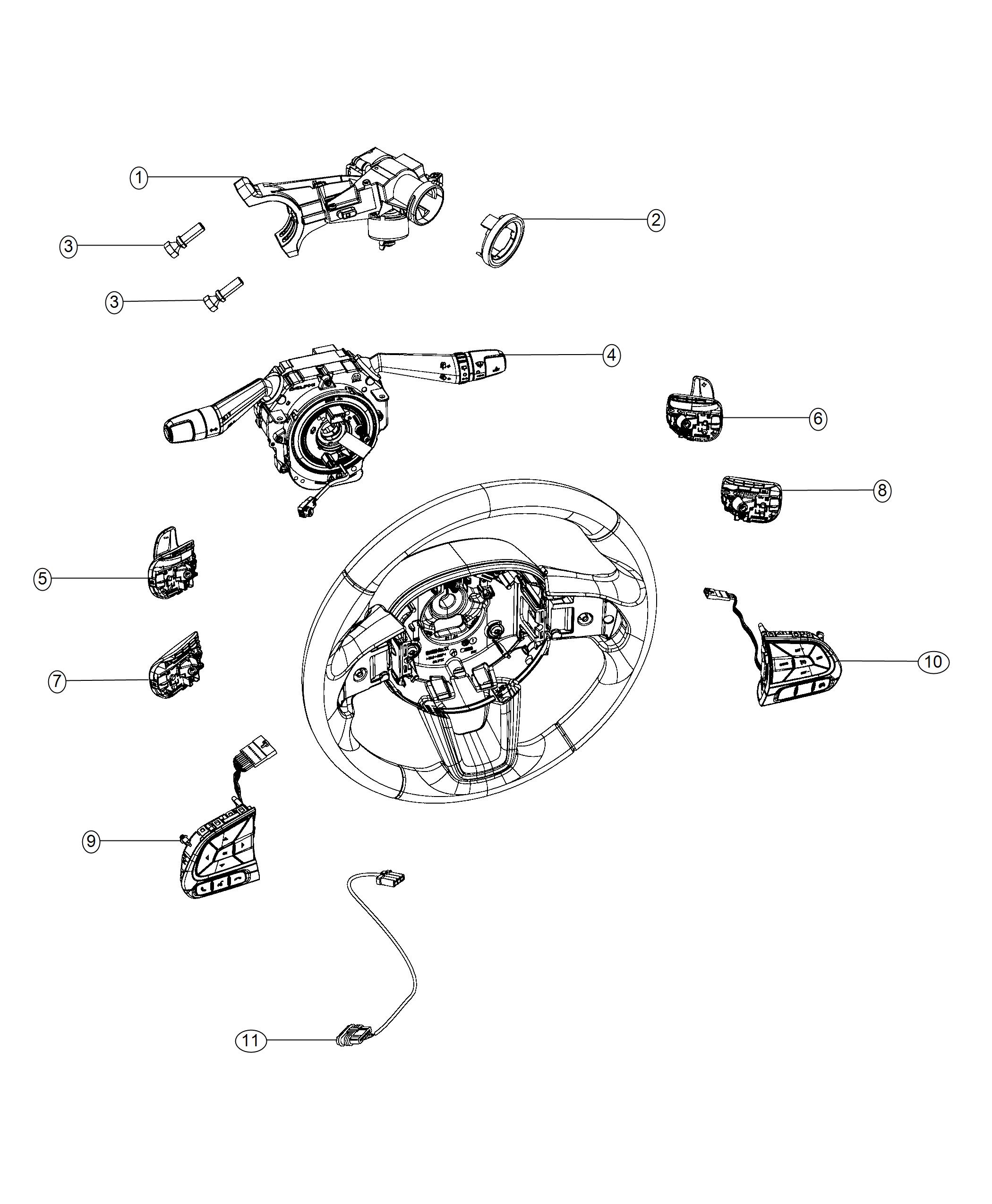 Switches, Steering Column and Steering Wheel. Diagram