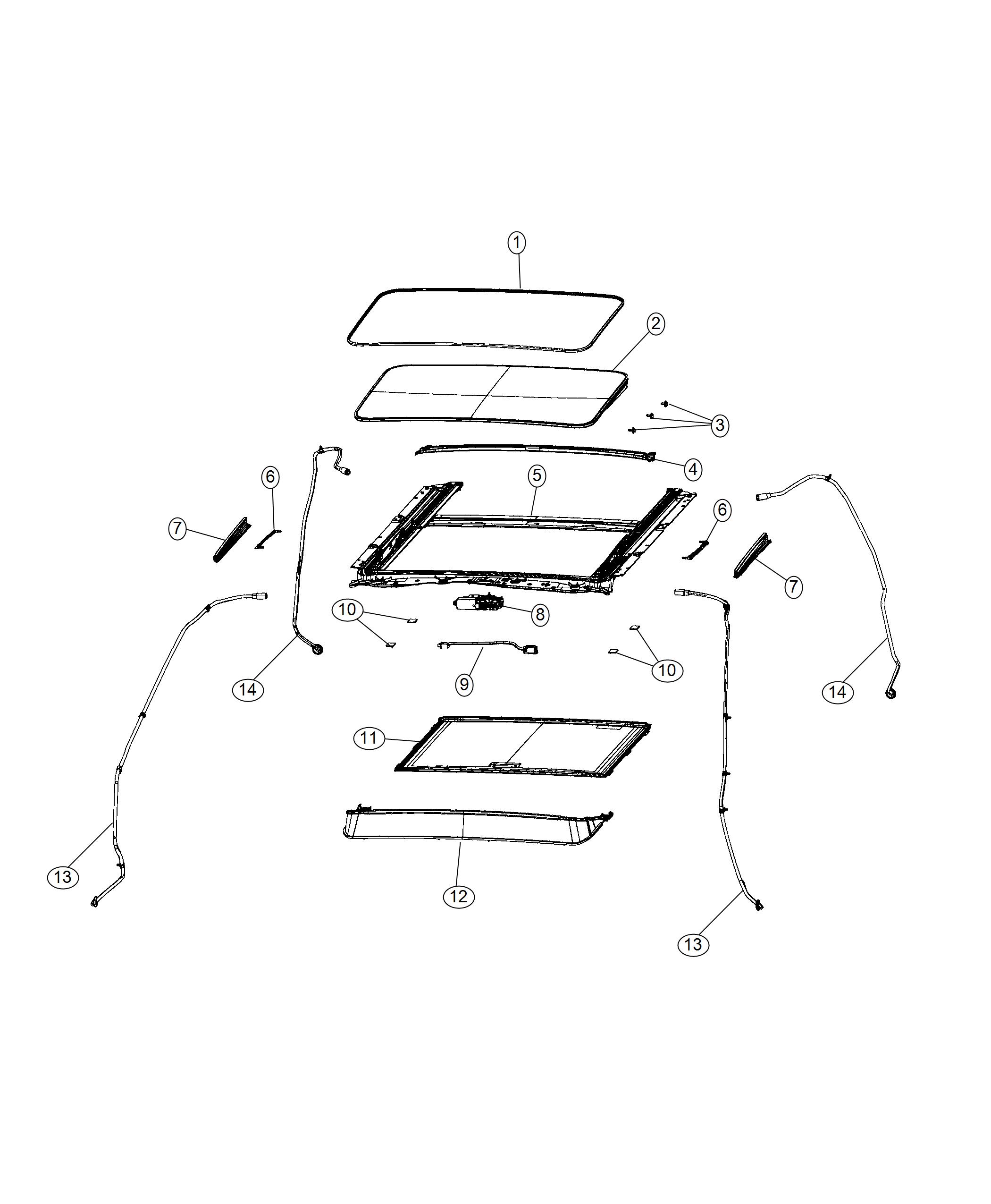 Diagram Sunroof and Related Parts. for your Ram 1500  