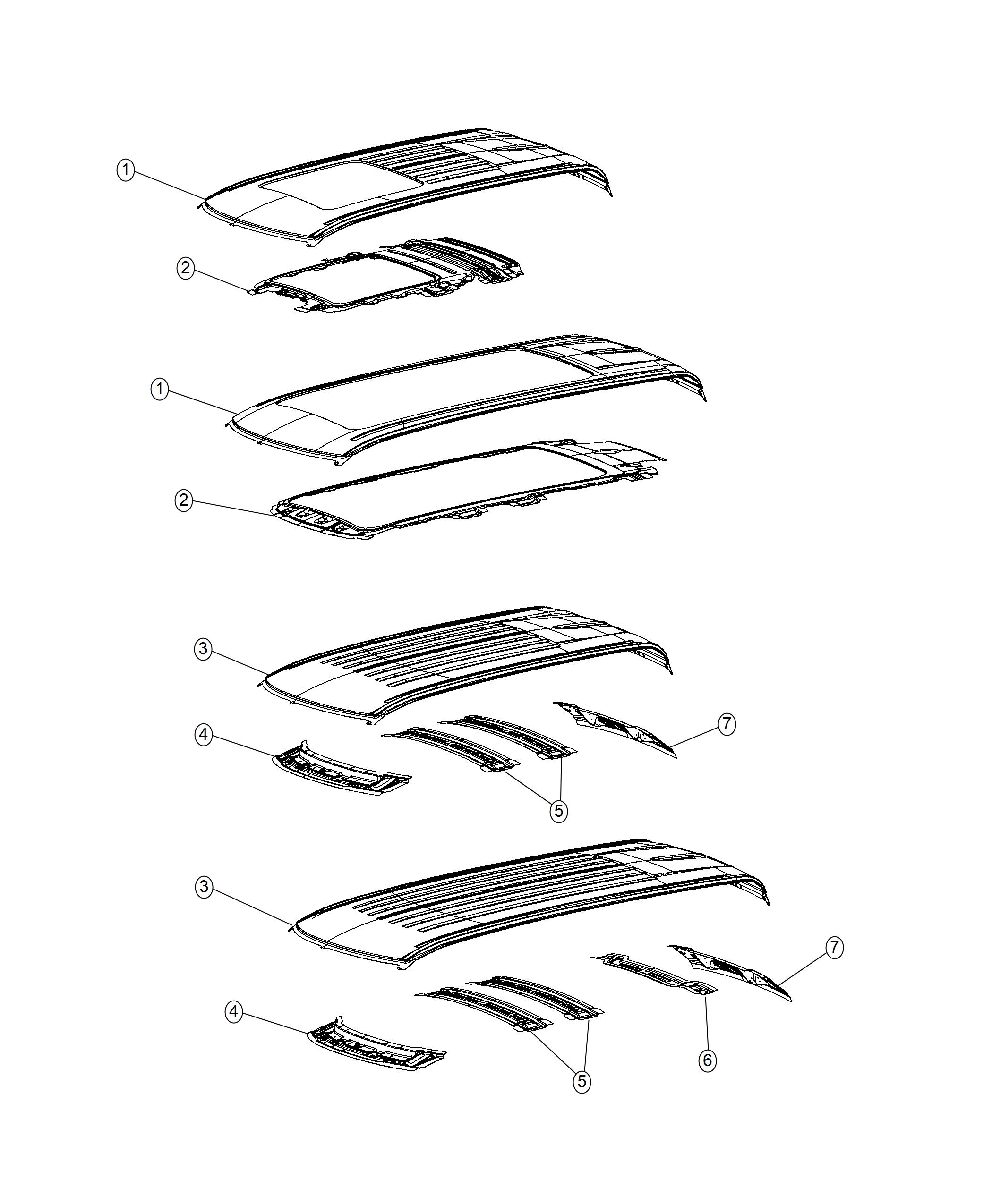 Diagram Roof and Related Parts. for your Ram 1500  