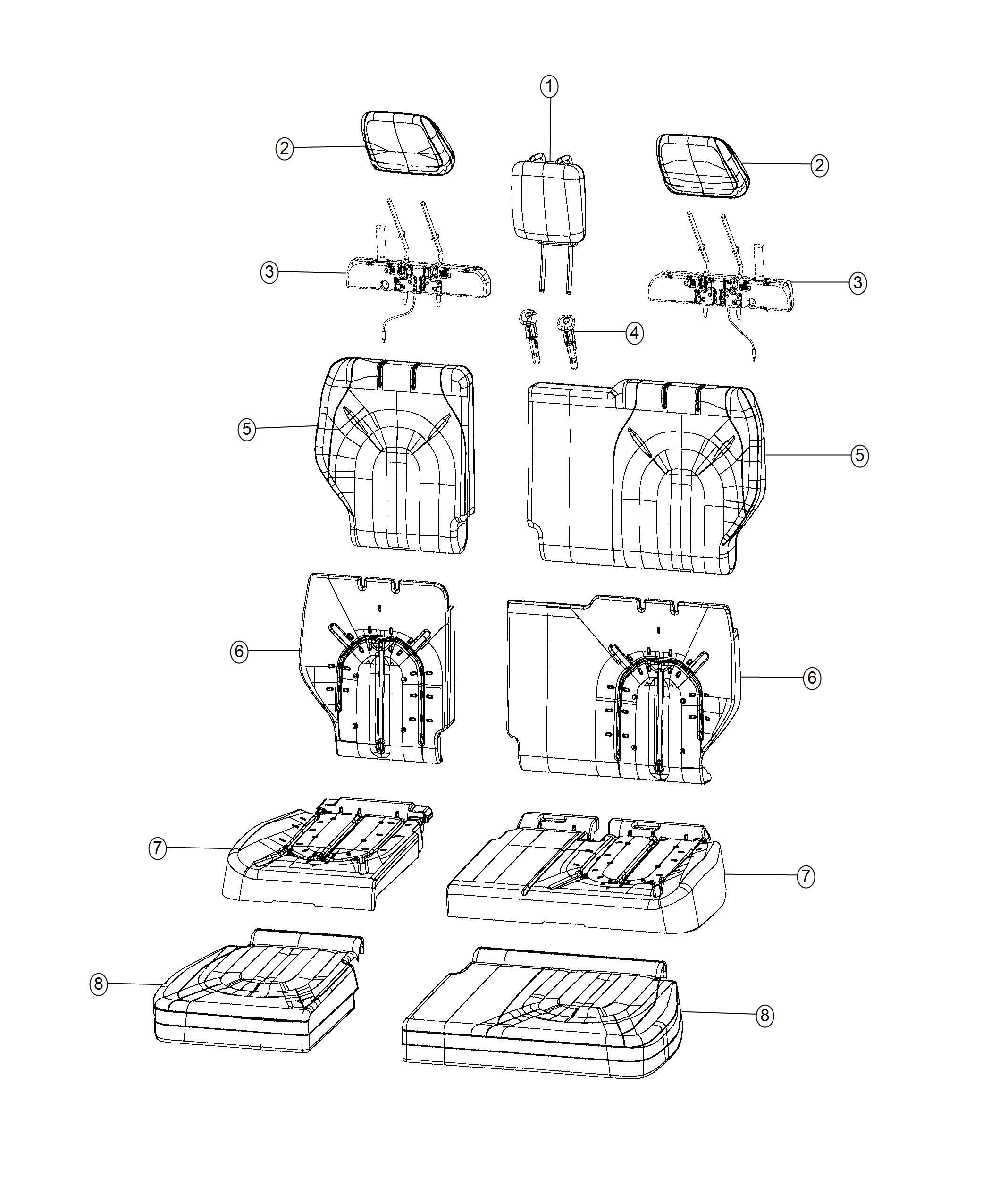 Diagram Rear Seat - Split Seat - Stow and Go - Trim Code [FL]. for your 2000 Chrysler 300  M 