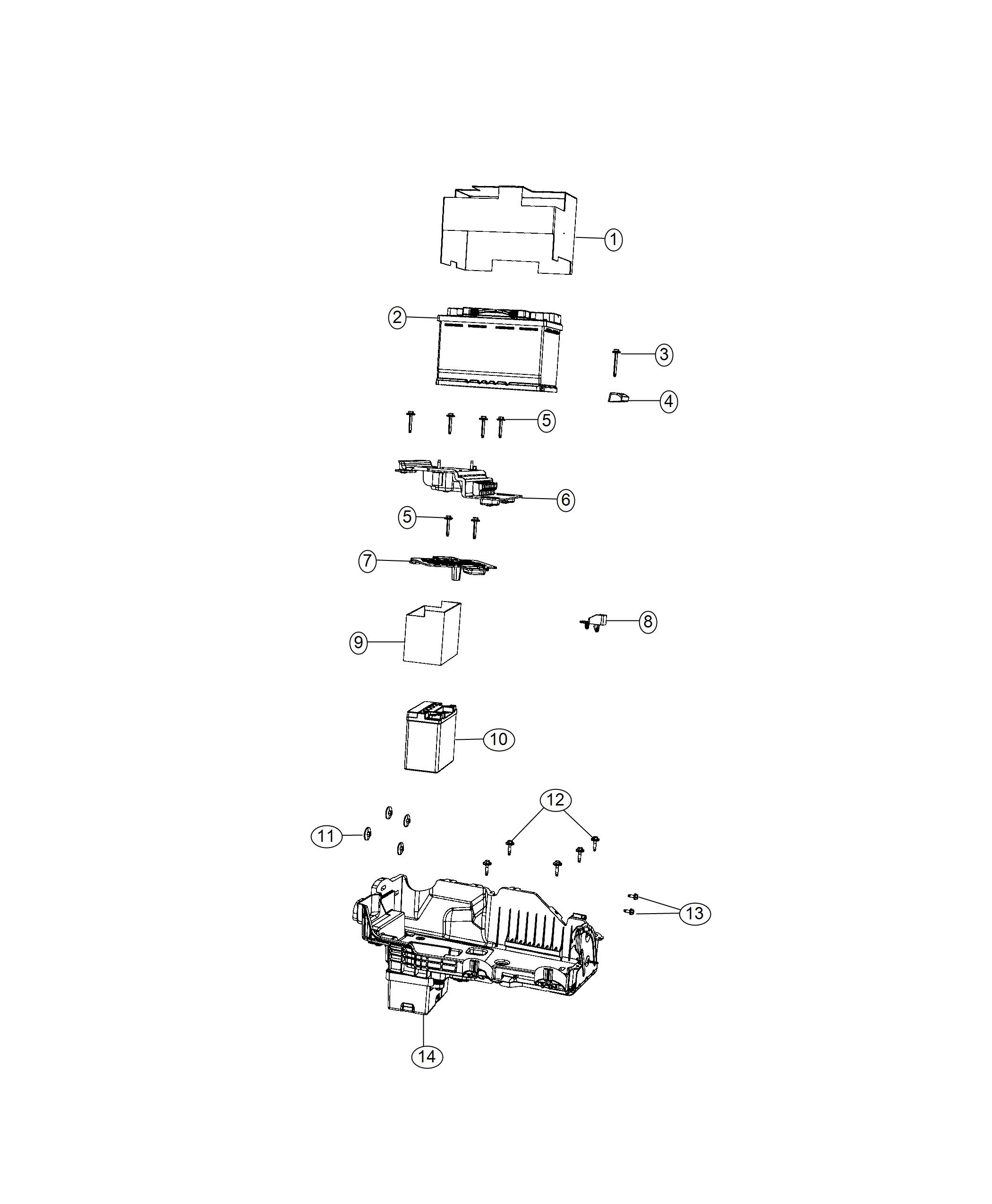 Battery, Battery Tray And Support. Diagram