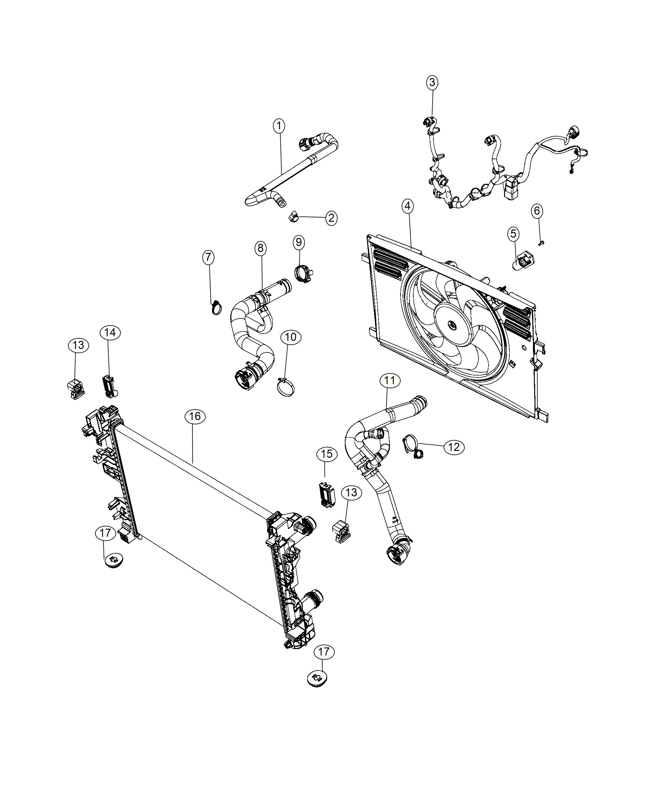Radiator And Related Parts (Korea). Diagram