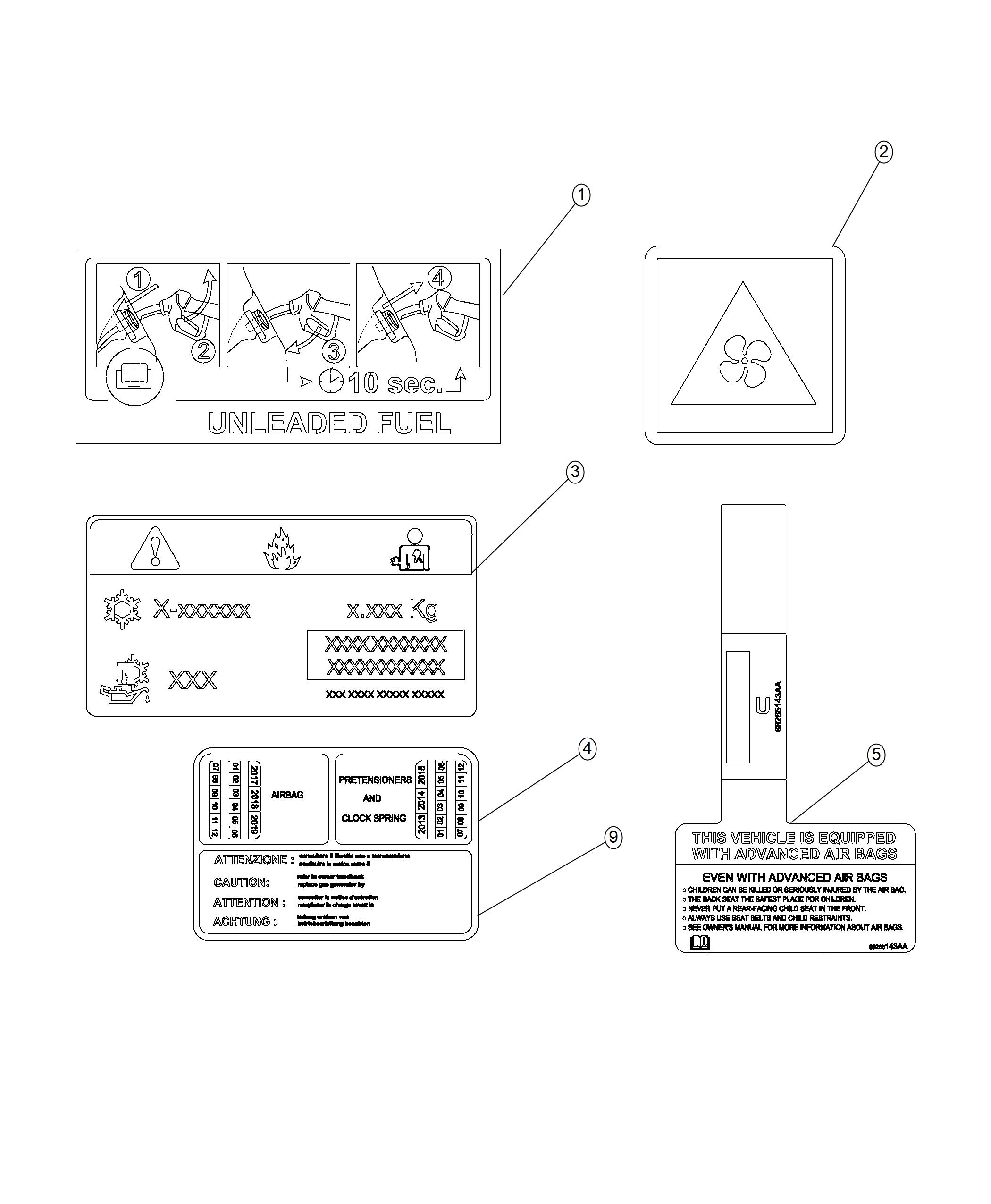 Diagram Interior Labels. for your 2022 Fiat 500X   