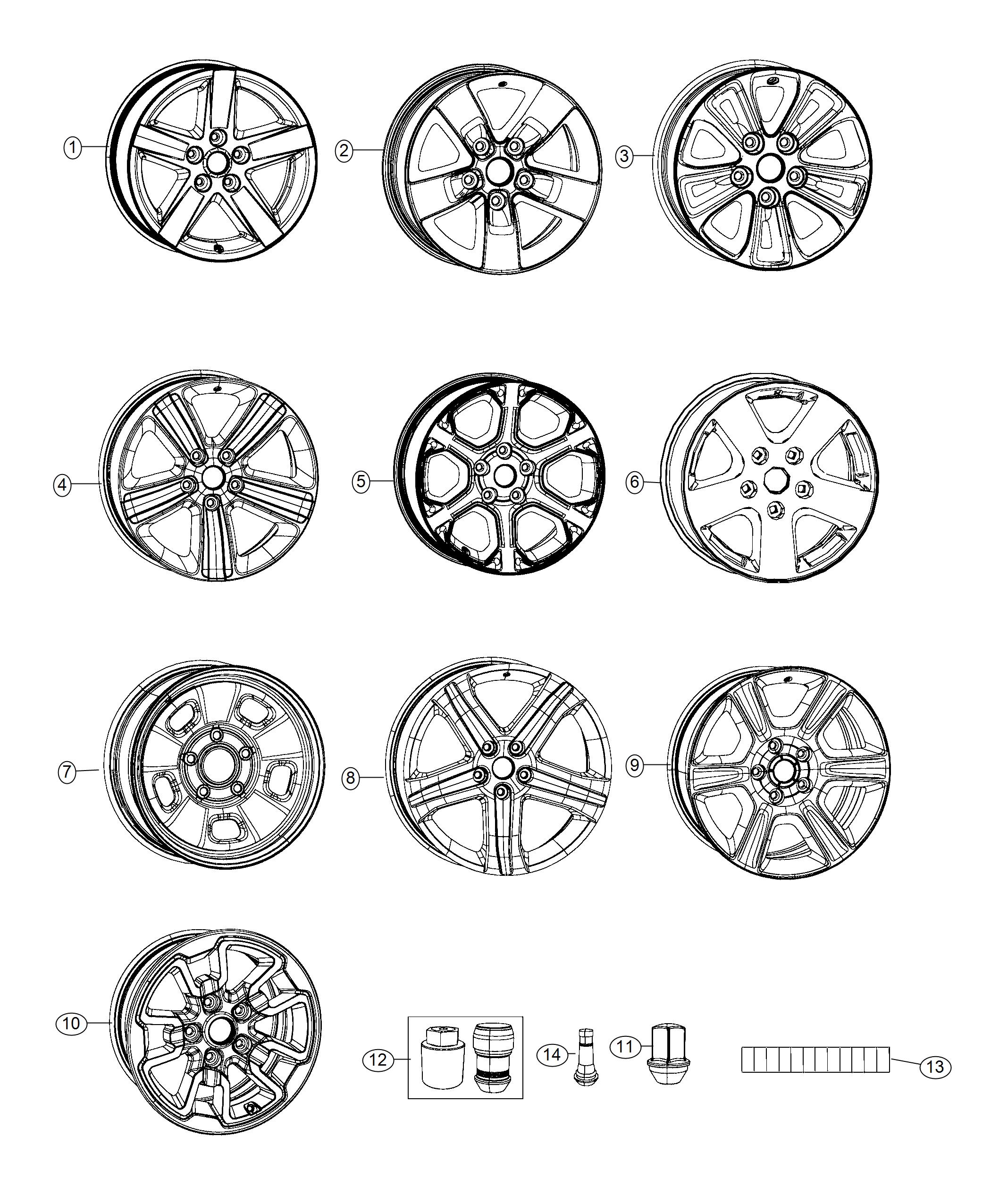 Diagram Wheels and Hardware. for your 2012 Dodge Charger   