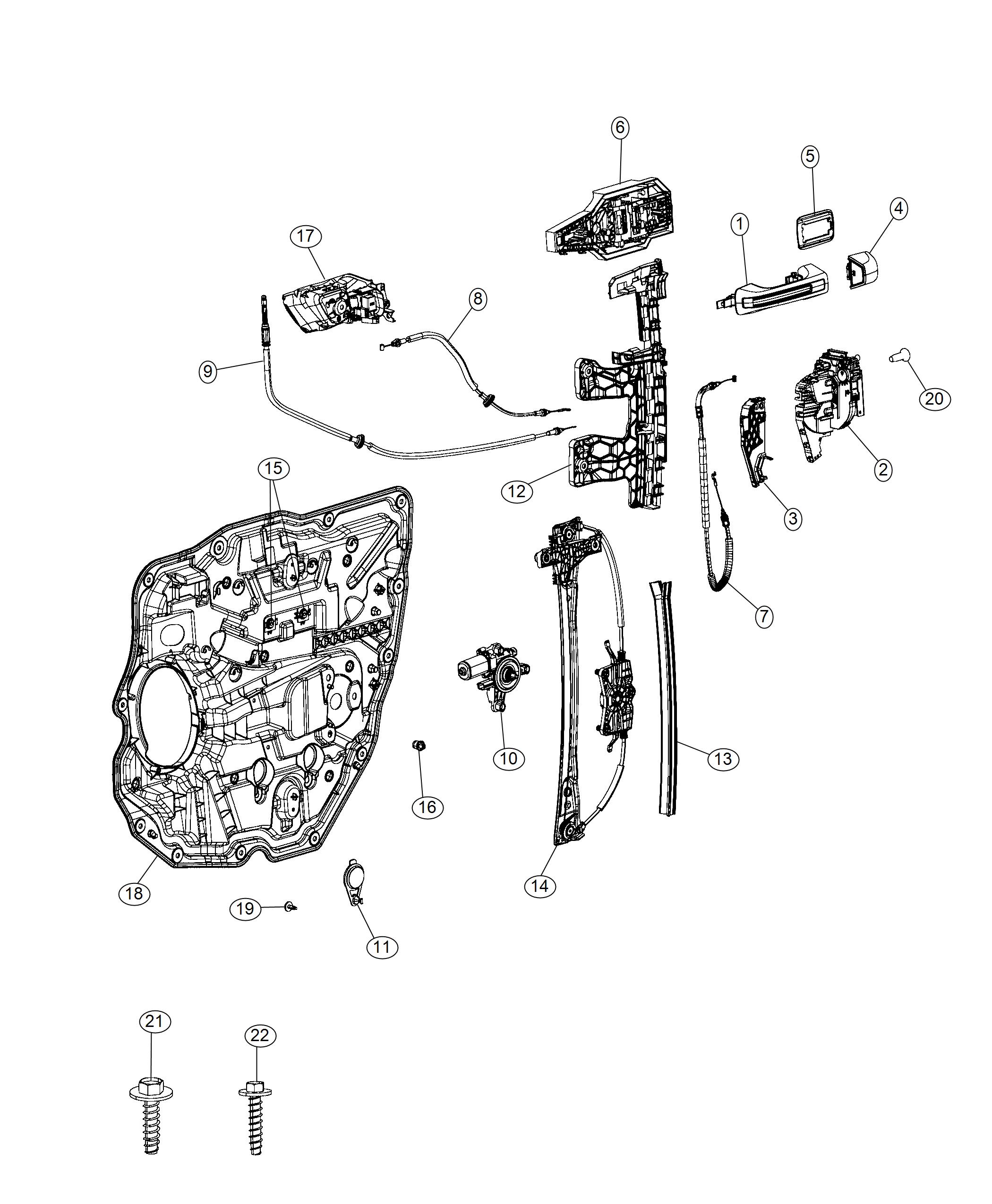 Diagram Rear Door, Hardware Components. for your Ram 1500  