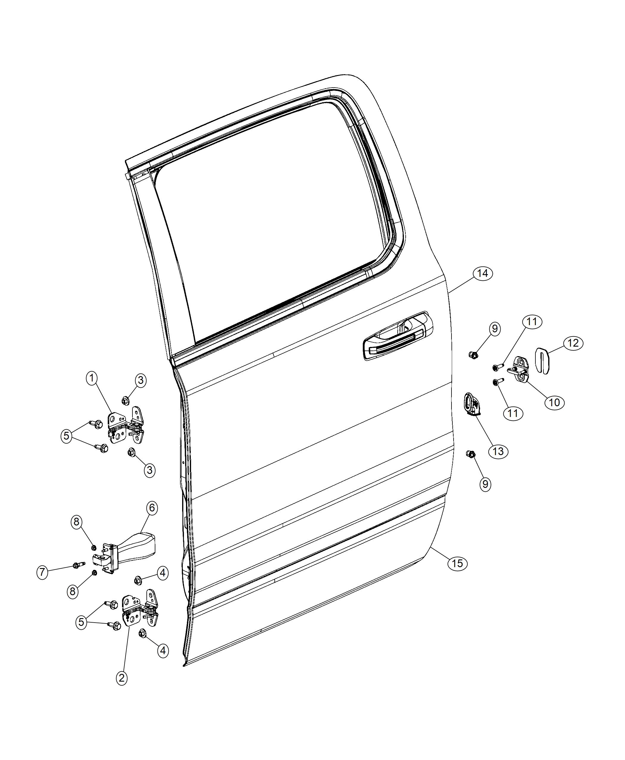 Diagram Rear Door, Shell And Hinges. for your 2002 Chrysler 300  M 