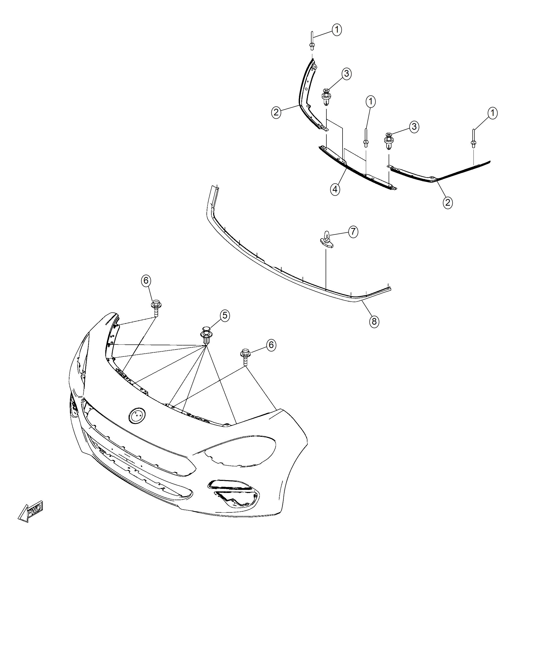 Diagram Fascia, Front Brackets and Seals. for your 2004 Chrysler 300  M 