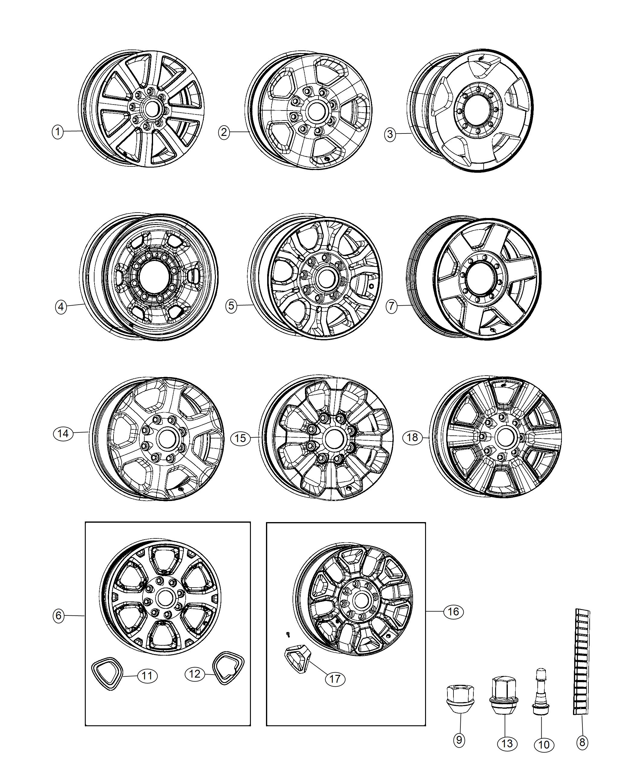 Diagram Wheels and Hardware. for your 2015 Dodge Journey   