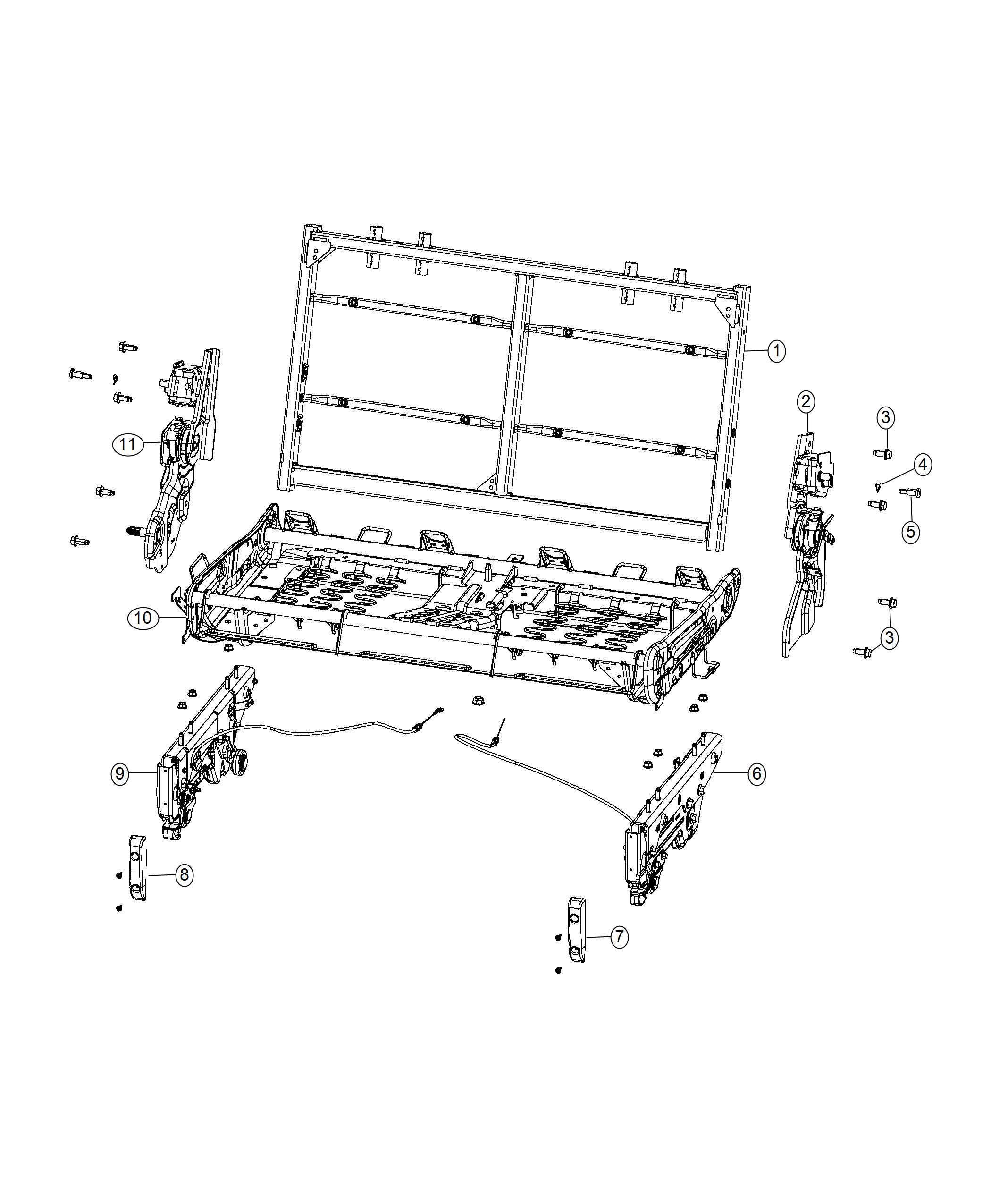 Diagram Second Row - Bench - Frames And Adjusters. for your Chrysler
