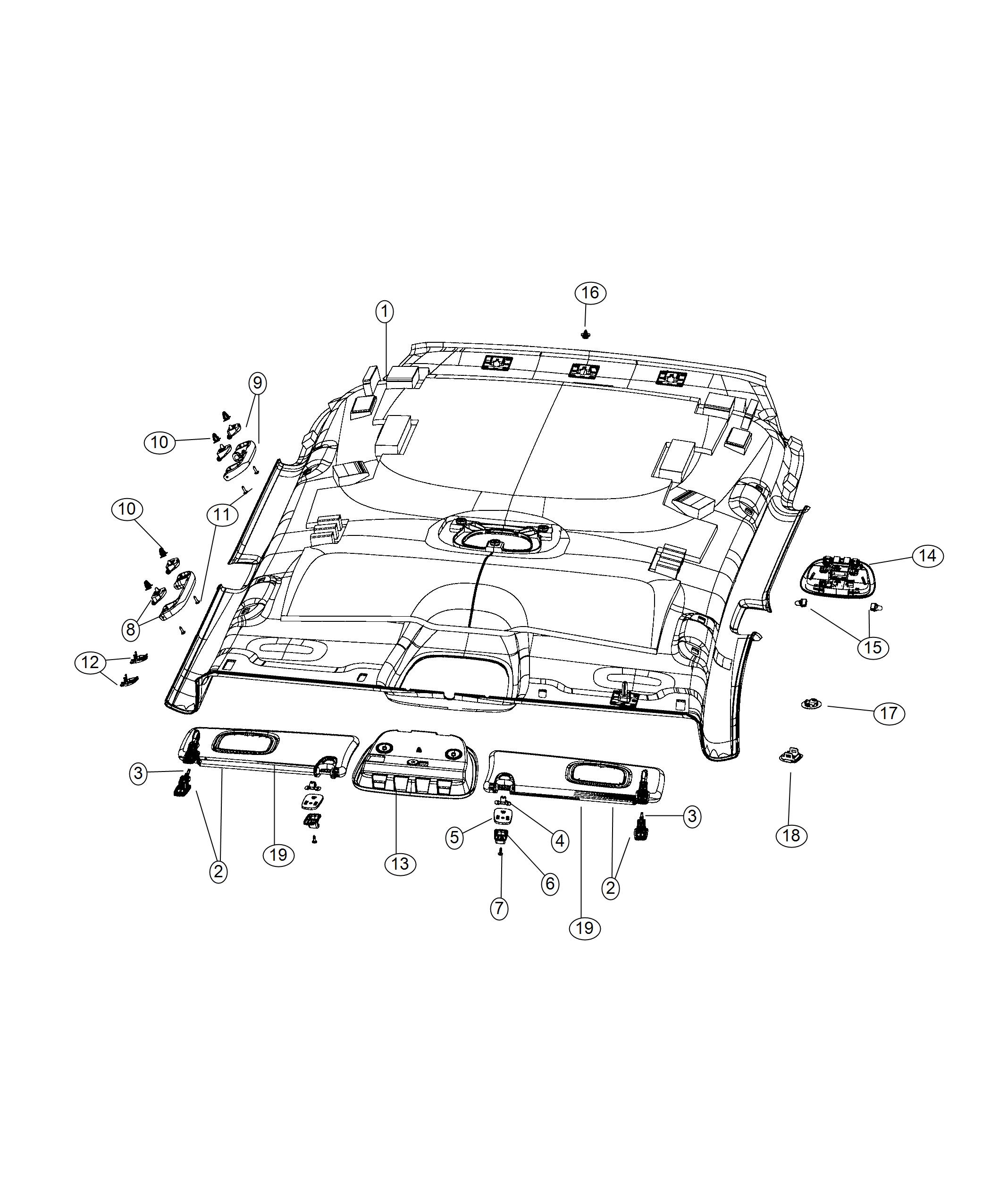 Diagram Headliners and Visors. for your Chrysler 300  M