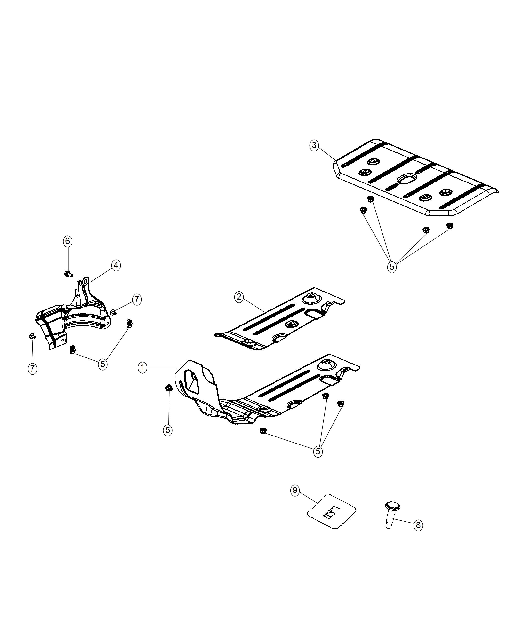 Full size assembly image of Exhaust System Heat Shields. (1/1)