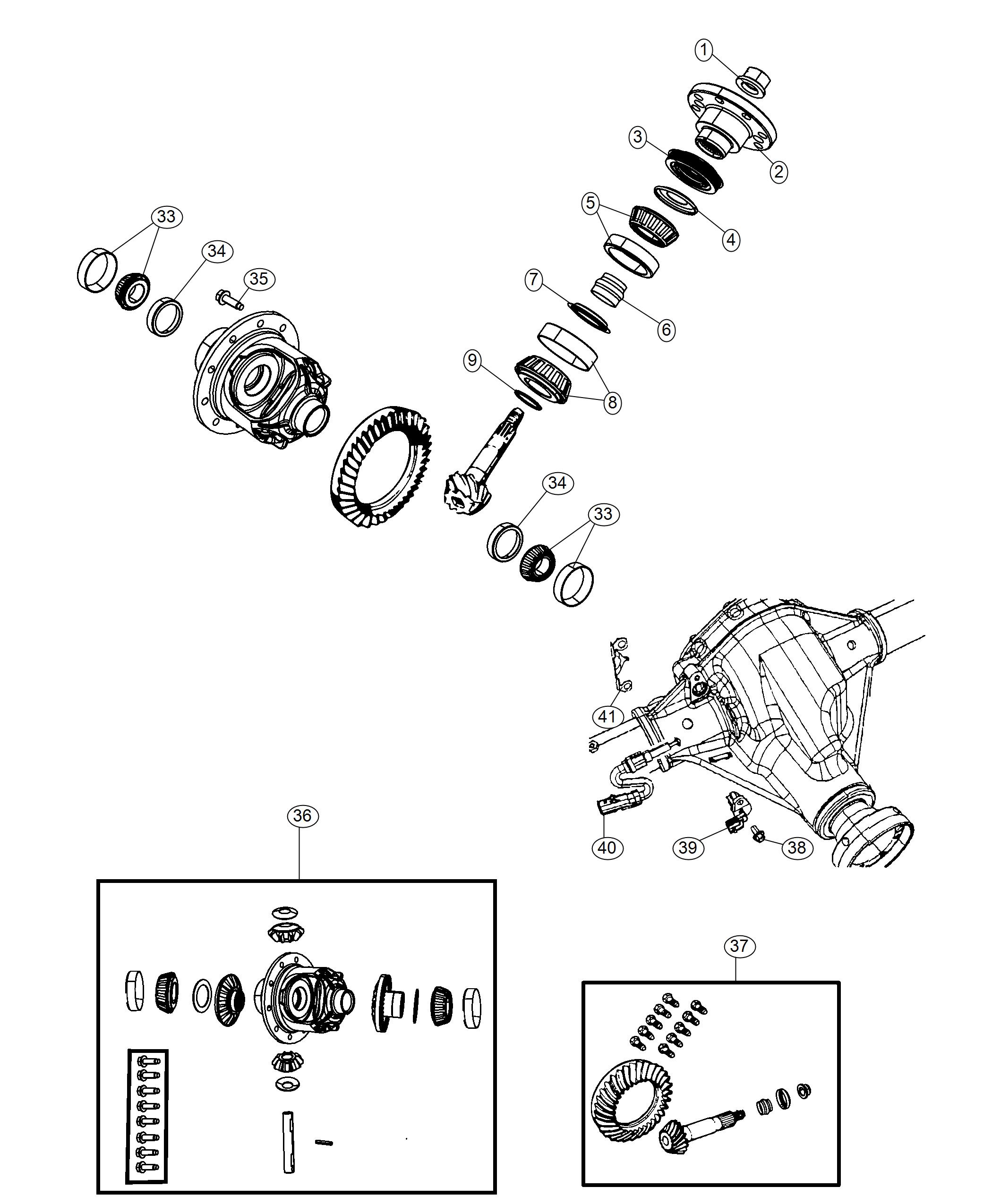 Diagram Differential Assembly, With [Tru-Lok Front and Rear Axles]. for your 2018 Jeep Wrangler  SPORT 