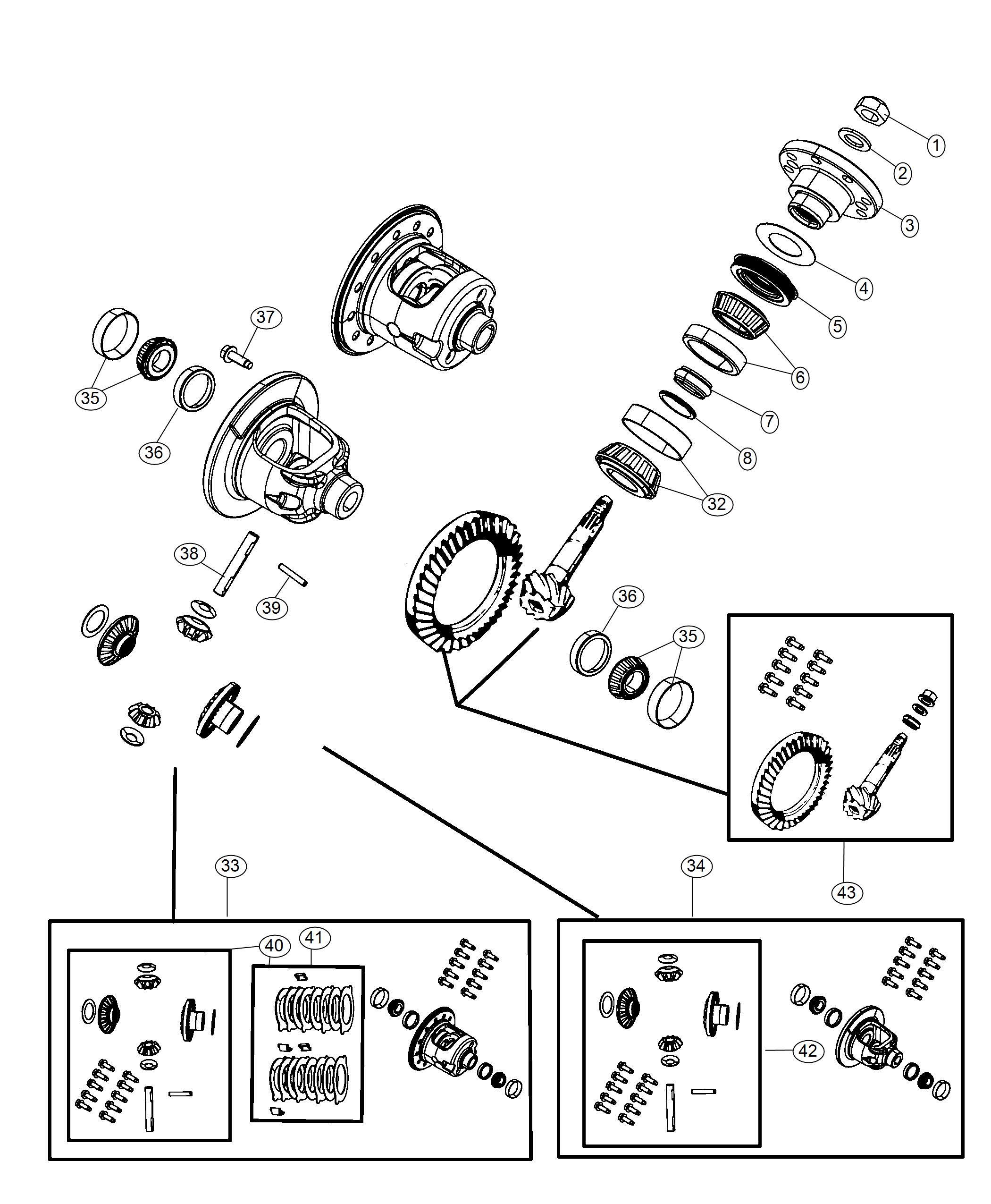 Diagram Differential Assembly, With [Anti-Spin Differential Rear Axle] or [Conventional Differential Rear Axle]. for your 2018 Jeep Wrangler   