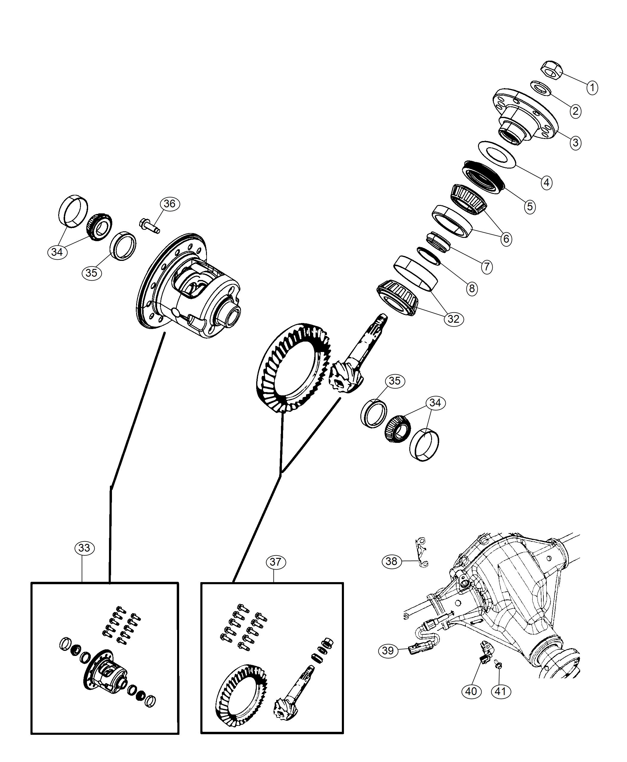 Diagram Differential Assembly, With [Tru-Lok Front and Rear Axles]. for your 2018 Jeep Wrangler  Unlimited Rubicon 