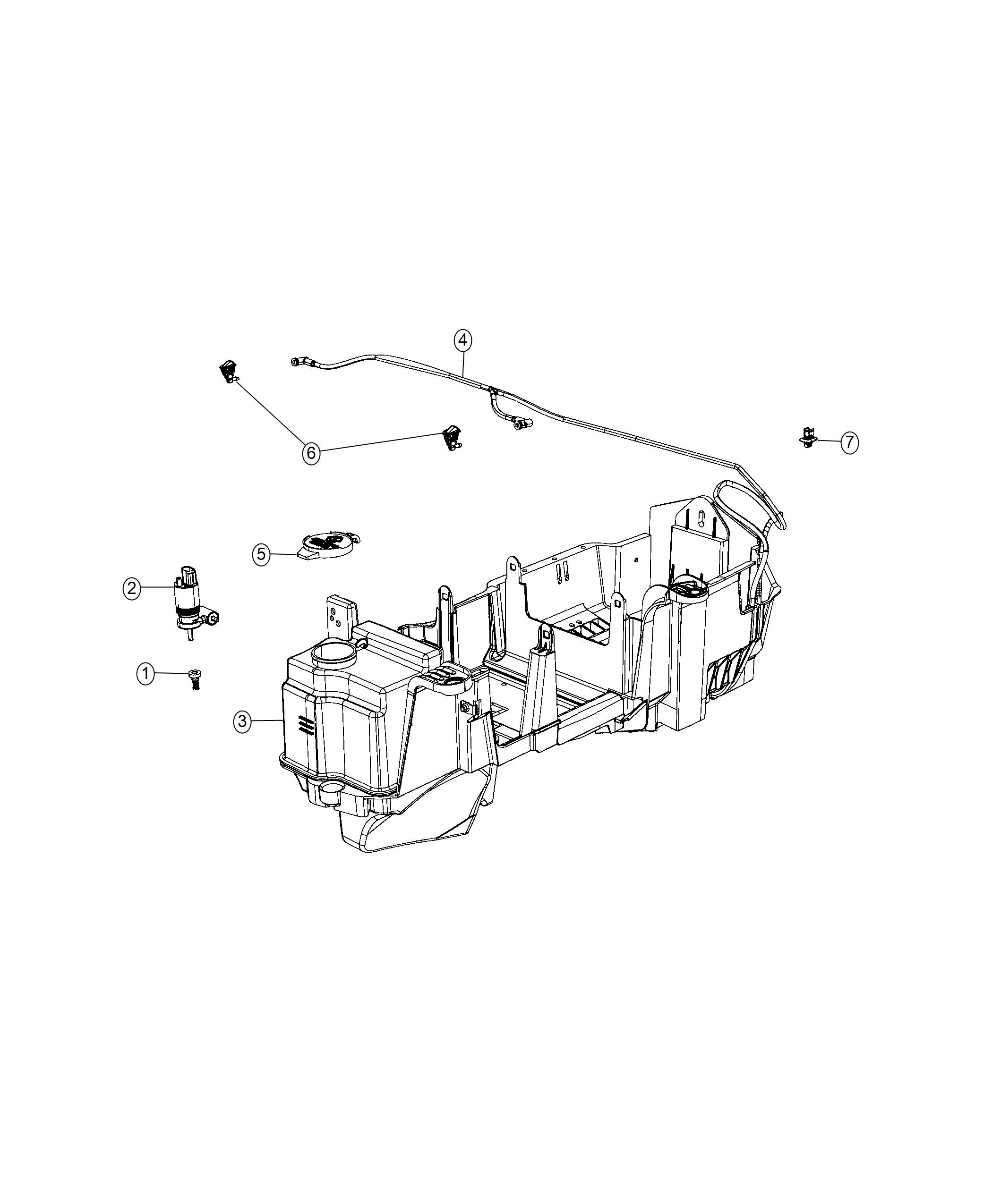 Diagram Front Washer System. for your 2022 Jeep Wrangler 3.6L V6 M/T 4WD Unlimited Willys 