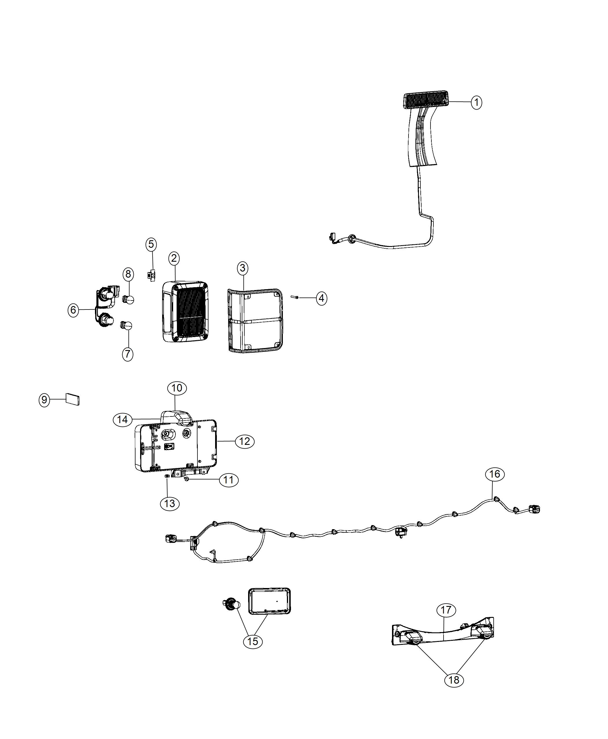 Diagram Lamps, Rear. for your 2018 Jeep Wrangler   