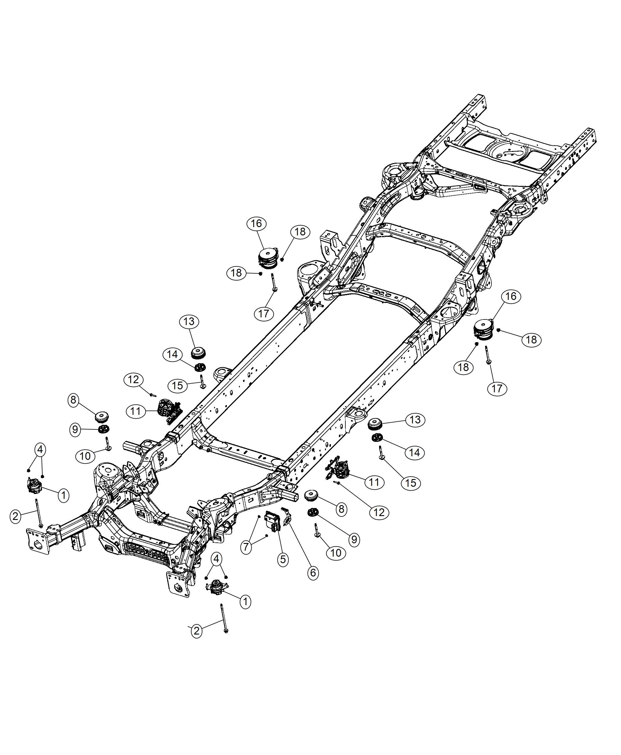 Body Hold Down, Quad And Crew Cab. Diagram