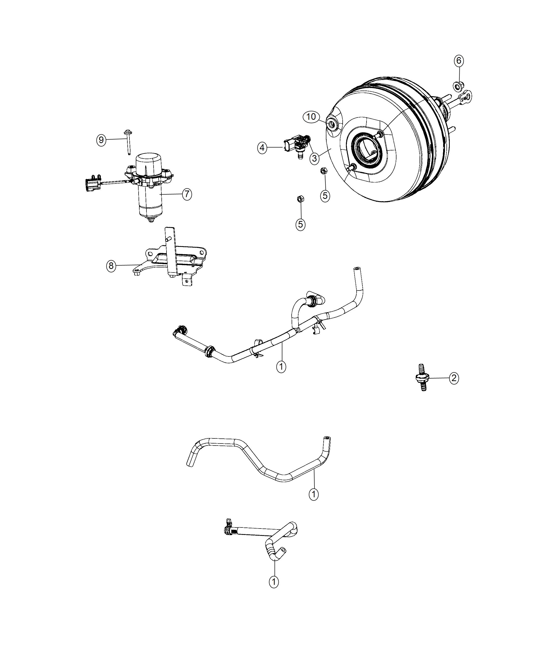 Diagram Booster, Vacuum Power Brake. for your 1999 Jeep Wrangler   