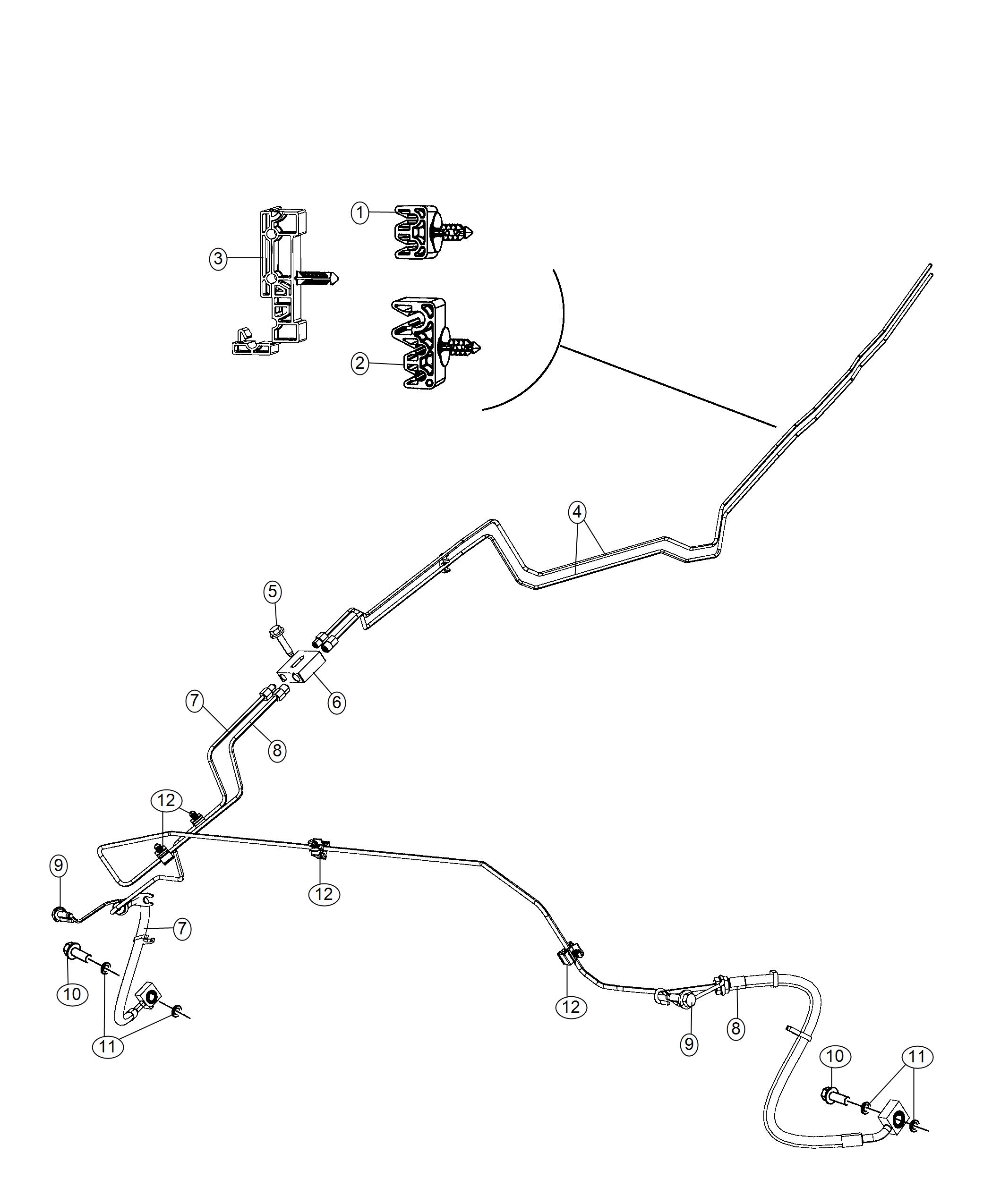 Diagram Brake Tubes and Hoses, Rear and Chassis. for your 2000 Chrysler 300  M 