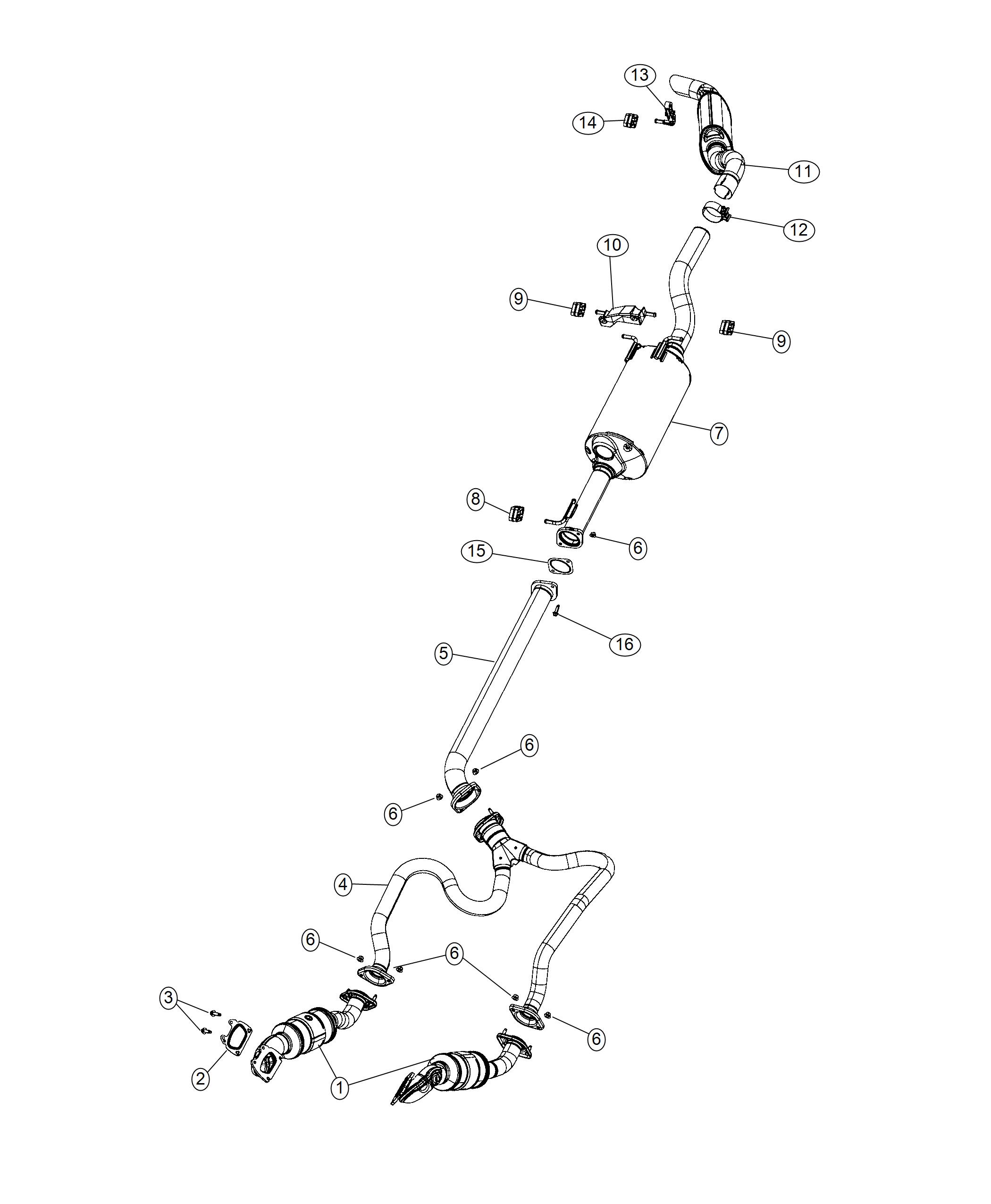 Diagram Exhaust System 3.6L [3.6L V6 24V VVT Engine Upg I W/BSG]. for your Chrysler 300  M