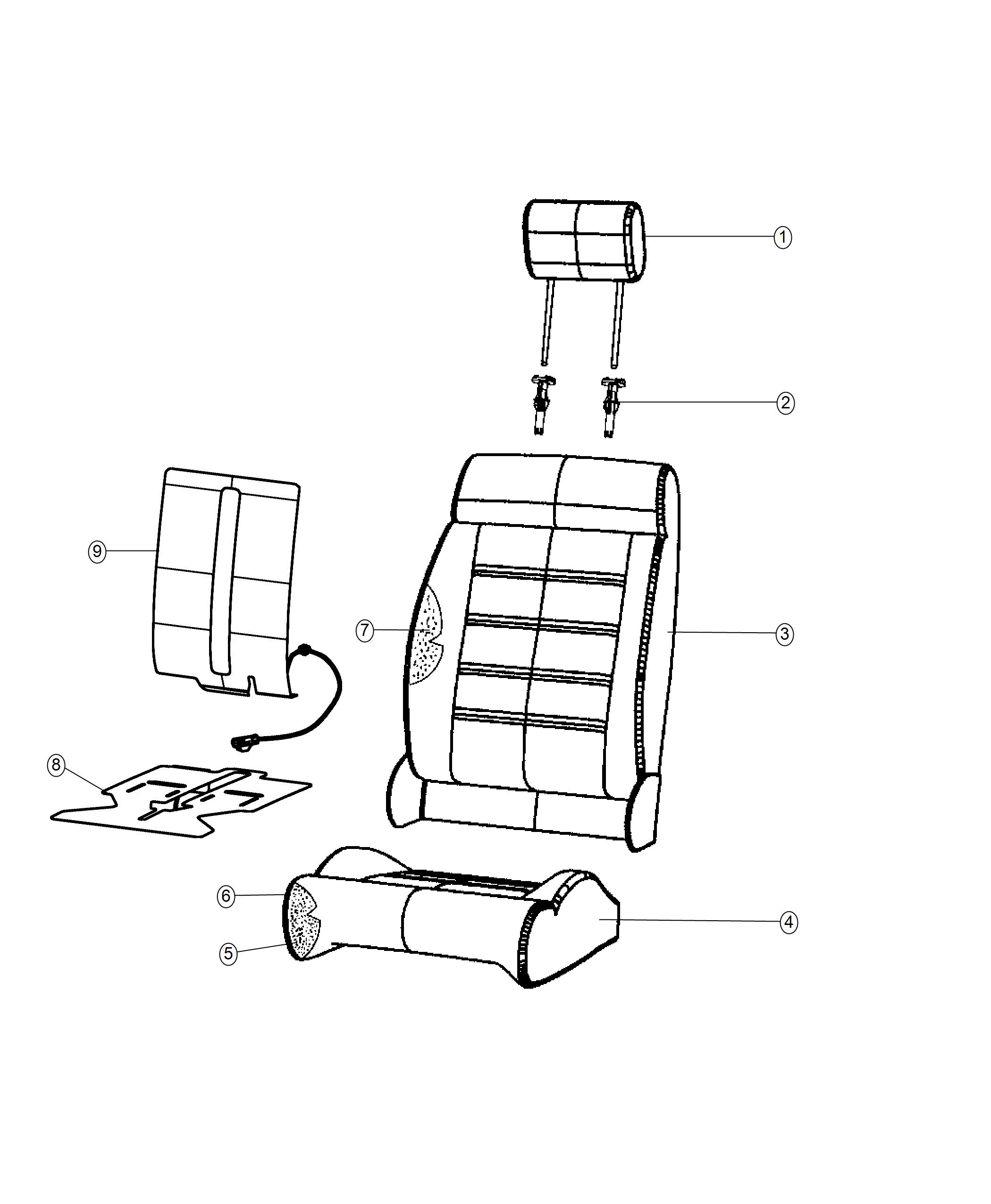 Diagram Front Seat - Bucket - Trim Code [A7]. for your Jeep