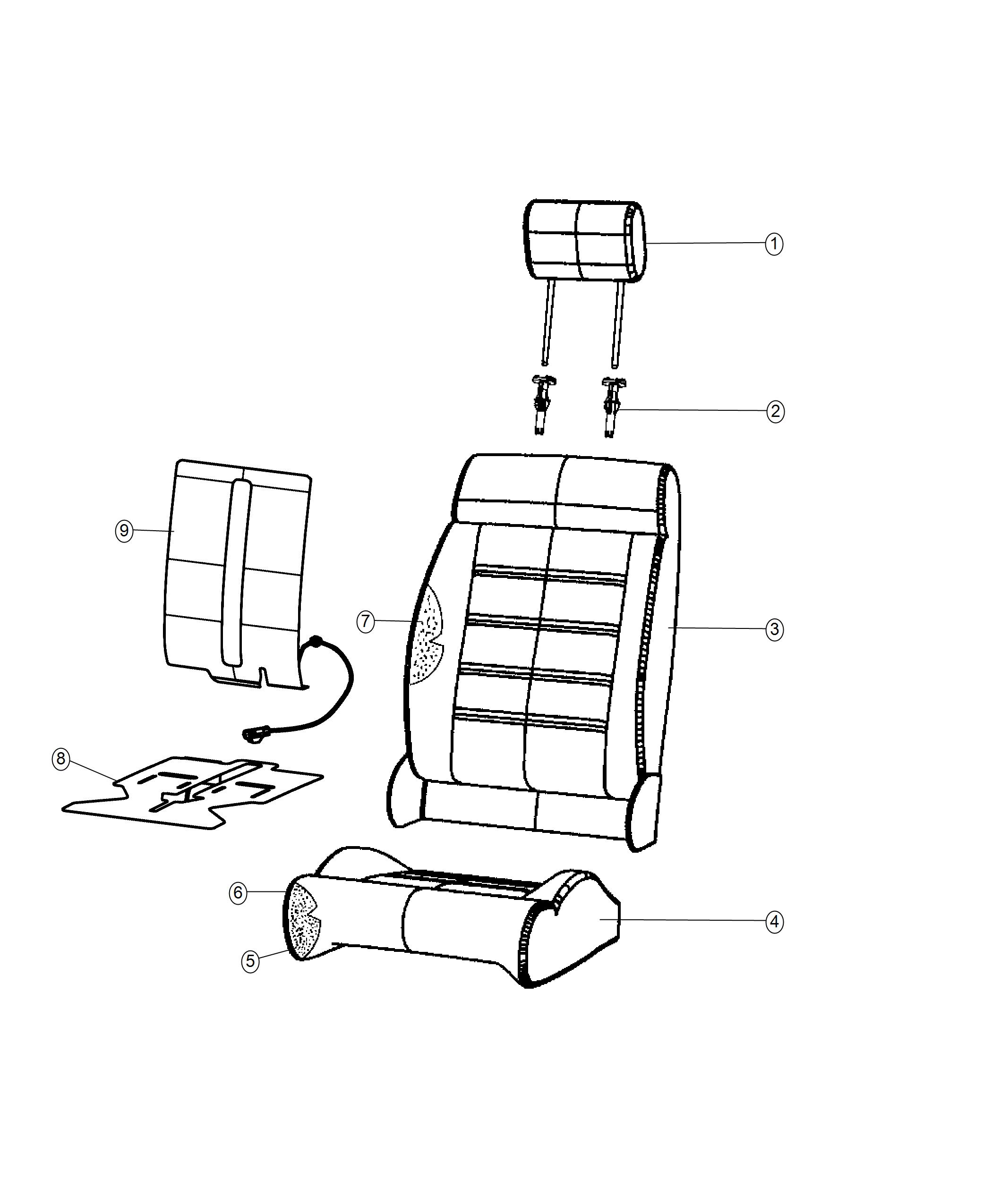 Diagram Front Seat - Bucket - Trim Code [AL]. for your Chrysler 300  M