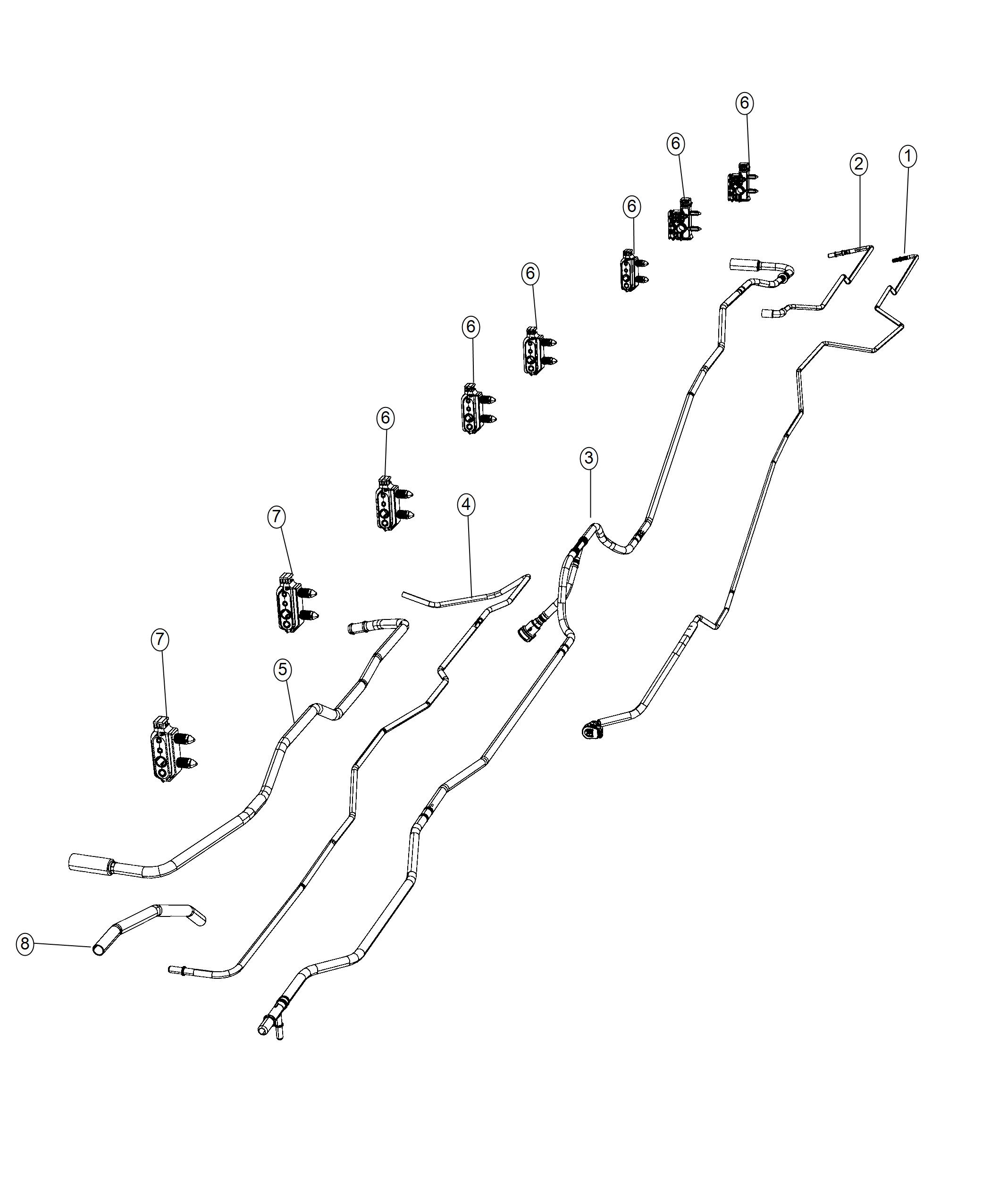 Diagram Fuel Lines Rear, Dual Tanks. for your 2021 Ram 4500   