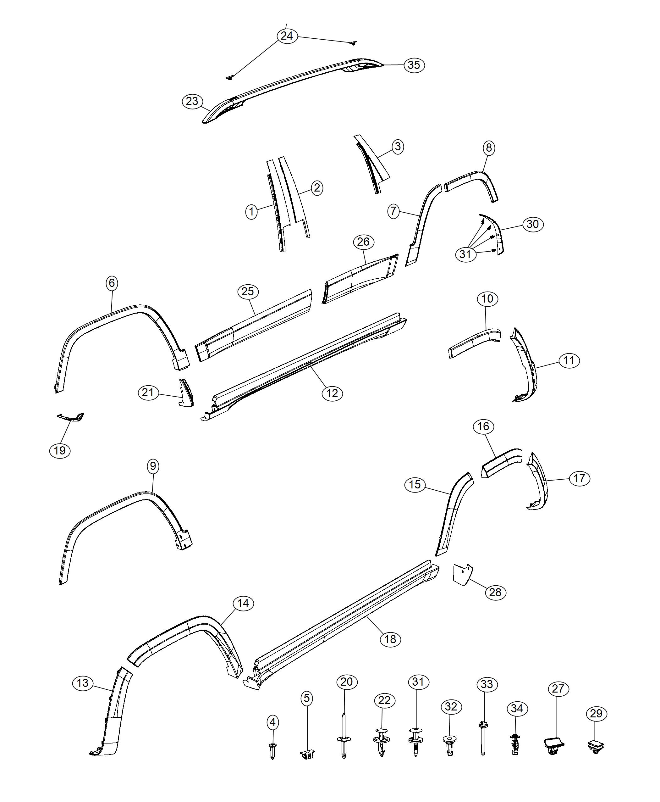 Diagram Exterior Ornamentation. for your Jeep Cherokee  