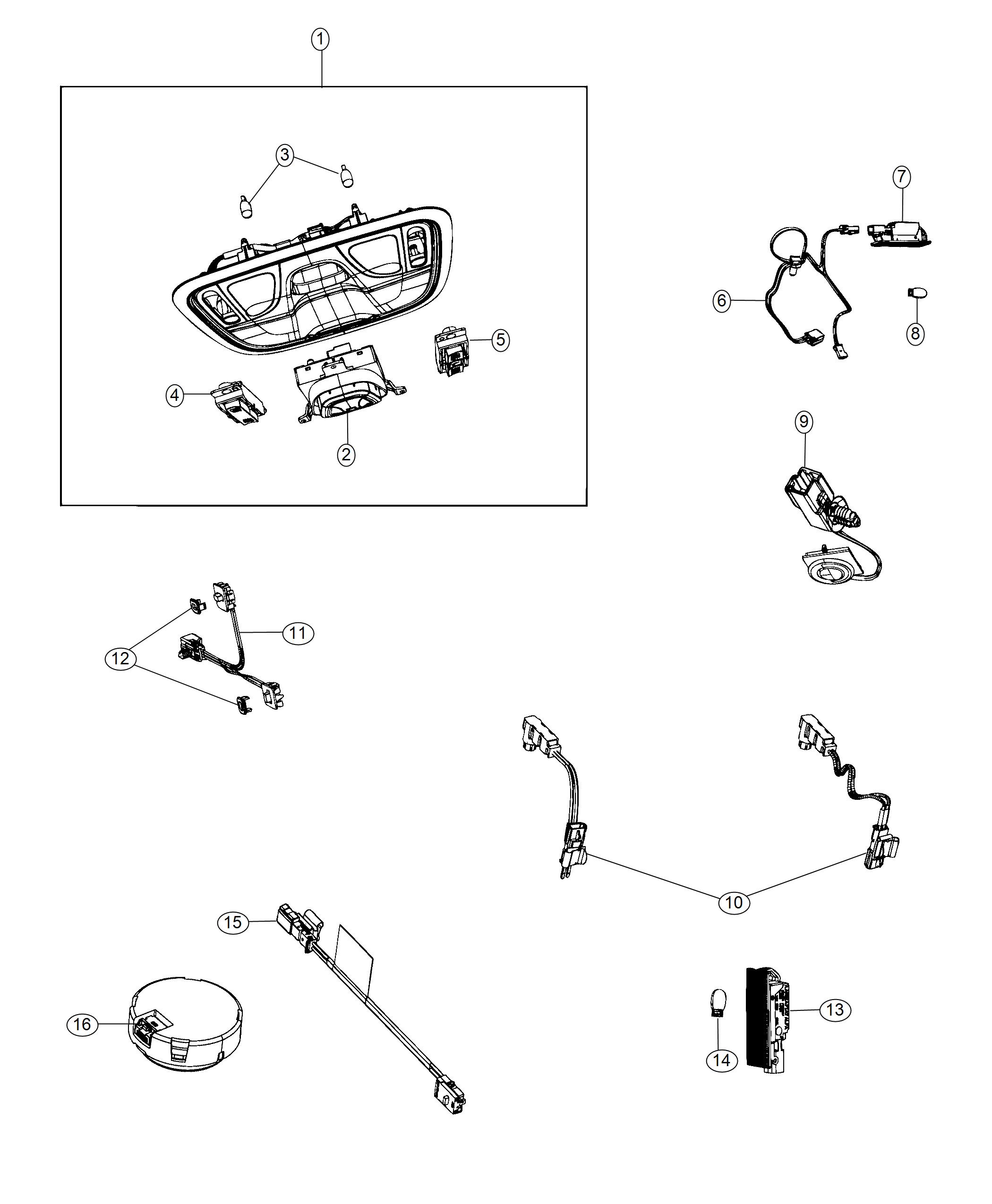 Diagram Lamps, Interior. for your 2000 Chrysler 300  M 