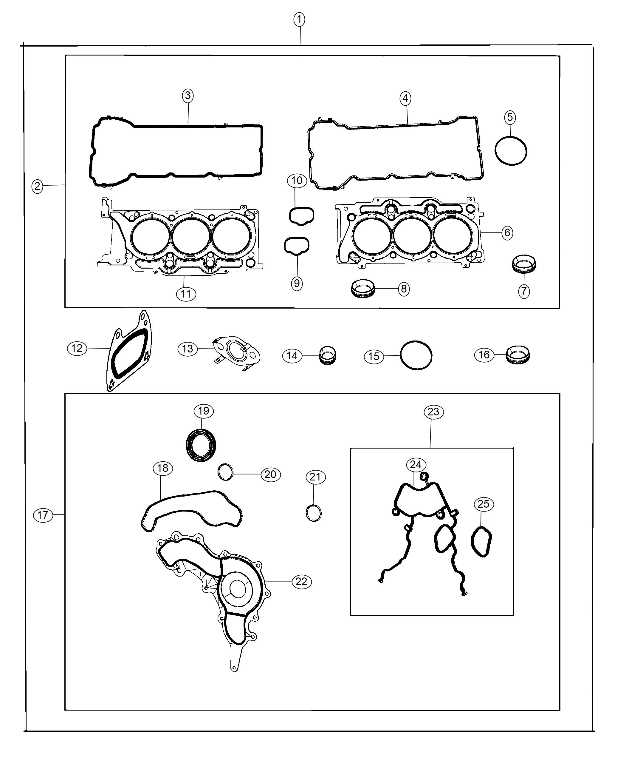 Diagram Engine Gasket/Install Kits 3.6L. for your 2003 Chrysler 300 M  