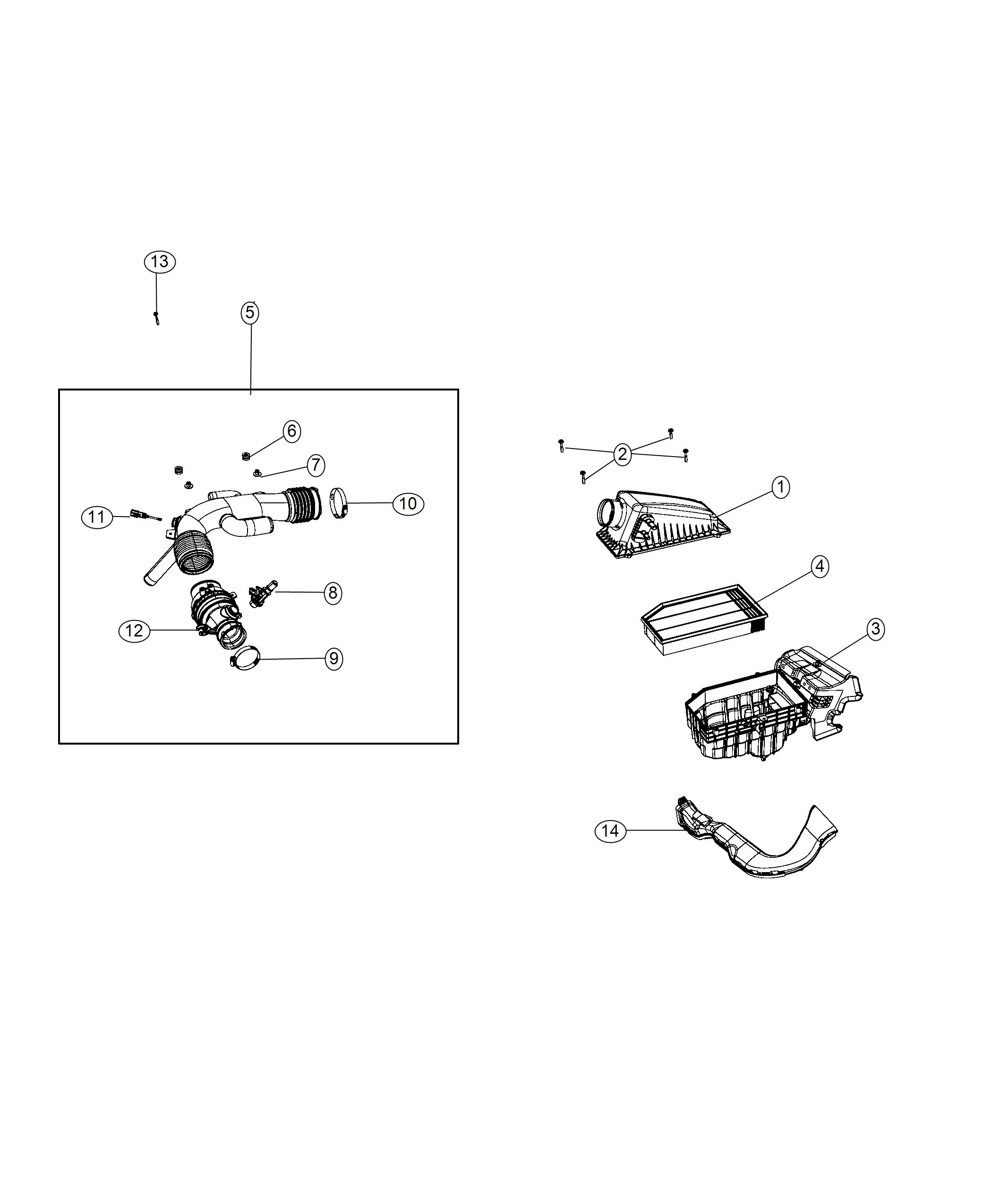 Diagram Air Cleaner 2.0L [2.0L I4 DOHC DI Turbo Engine w/ ESS] [2.0L I4 DOHC DI Turbo Engine W/ BSG]. for your Jeep Wrangler  