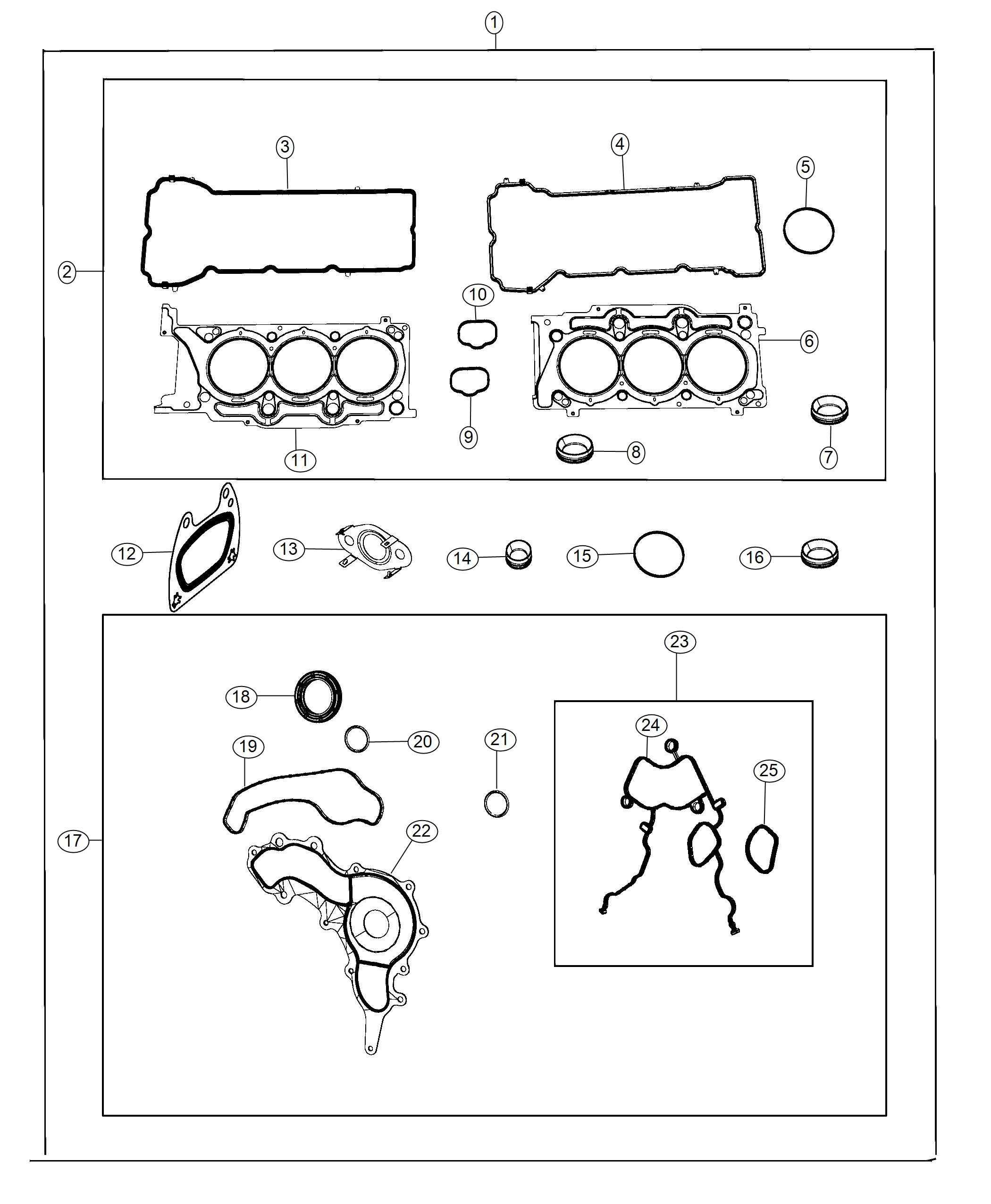 Diagram Engine Gasket/Install Kits 3.6L. for your Dodge