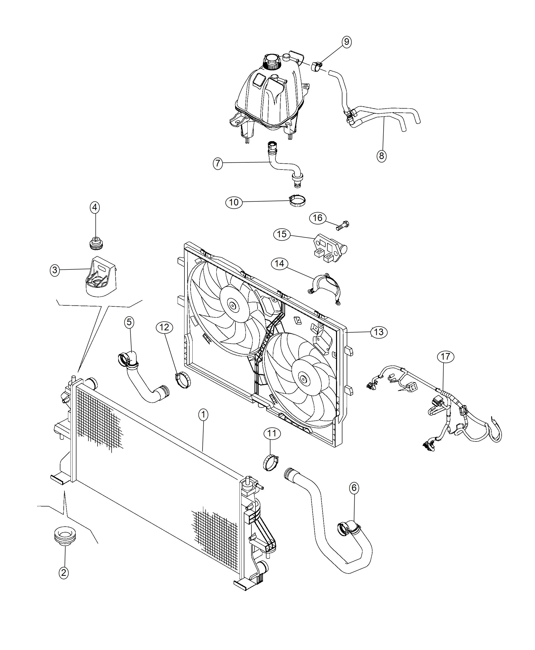 Diagram Radiator and Related Parts 2.3L [2.3L I4 F1A Turbo Diesel Engine]. for your Chrysler 300  M