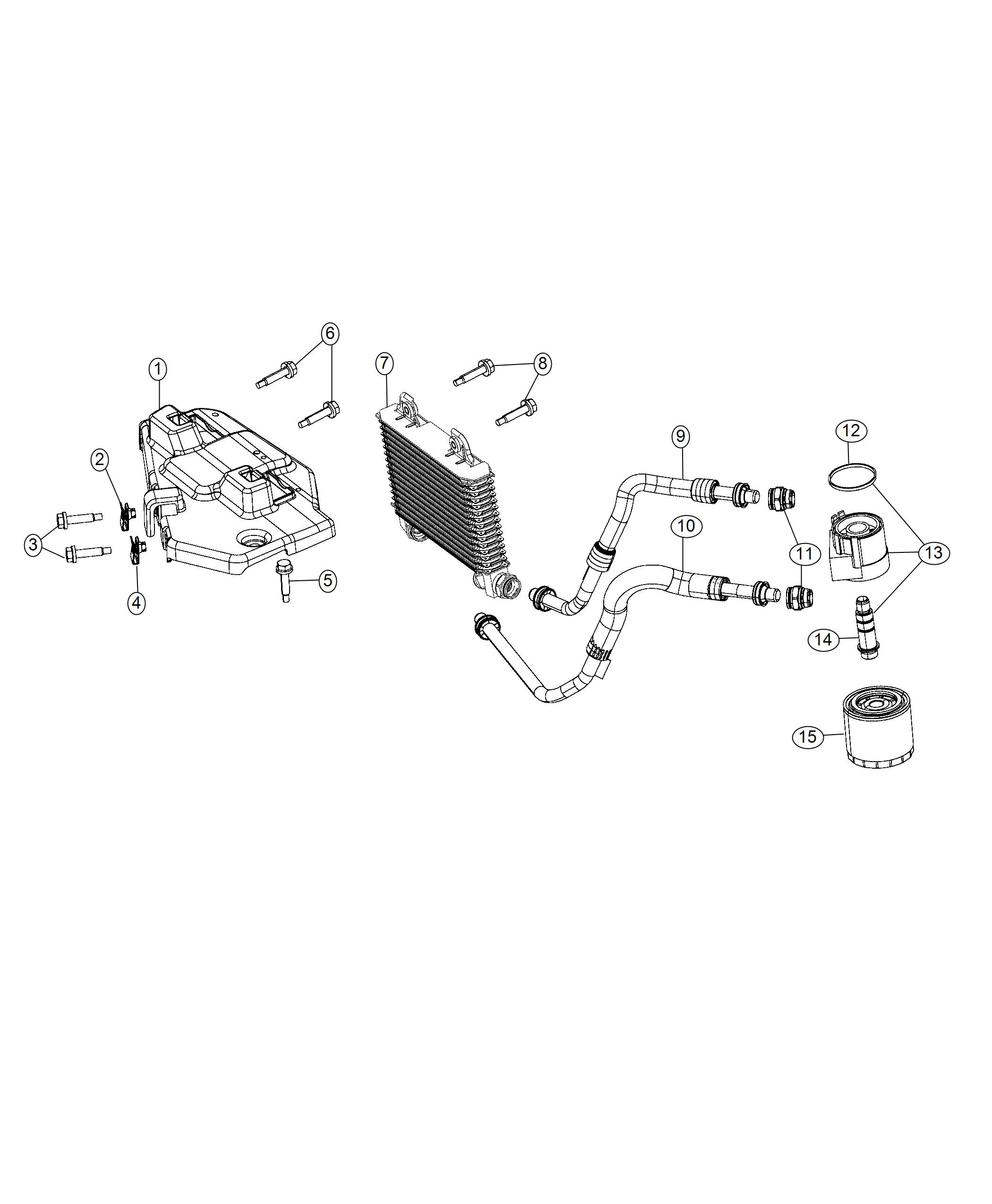 Diagram Engine Oil Cooler And Oil Lines 6.2L. for your Jeep