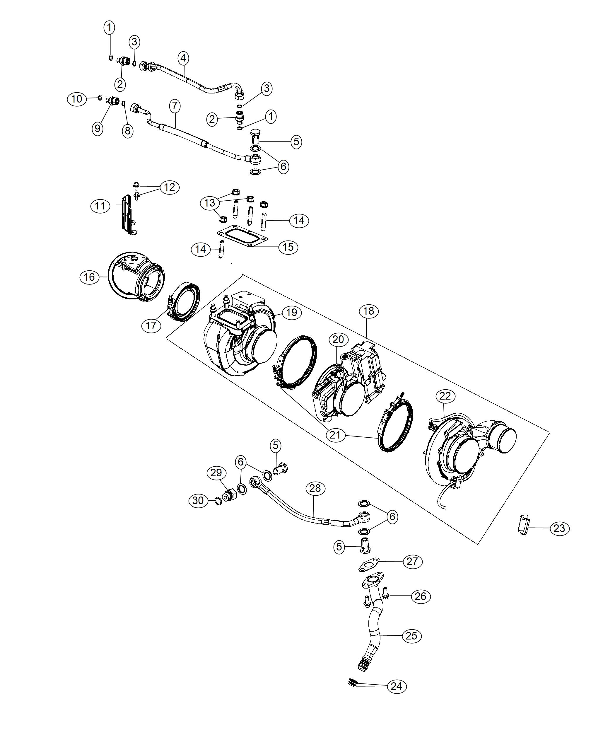 Diagram Turbocharger And Oil Lines/Hoses 6.7L Diesel. for your Ram 2500  