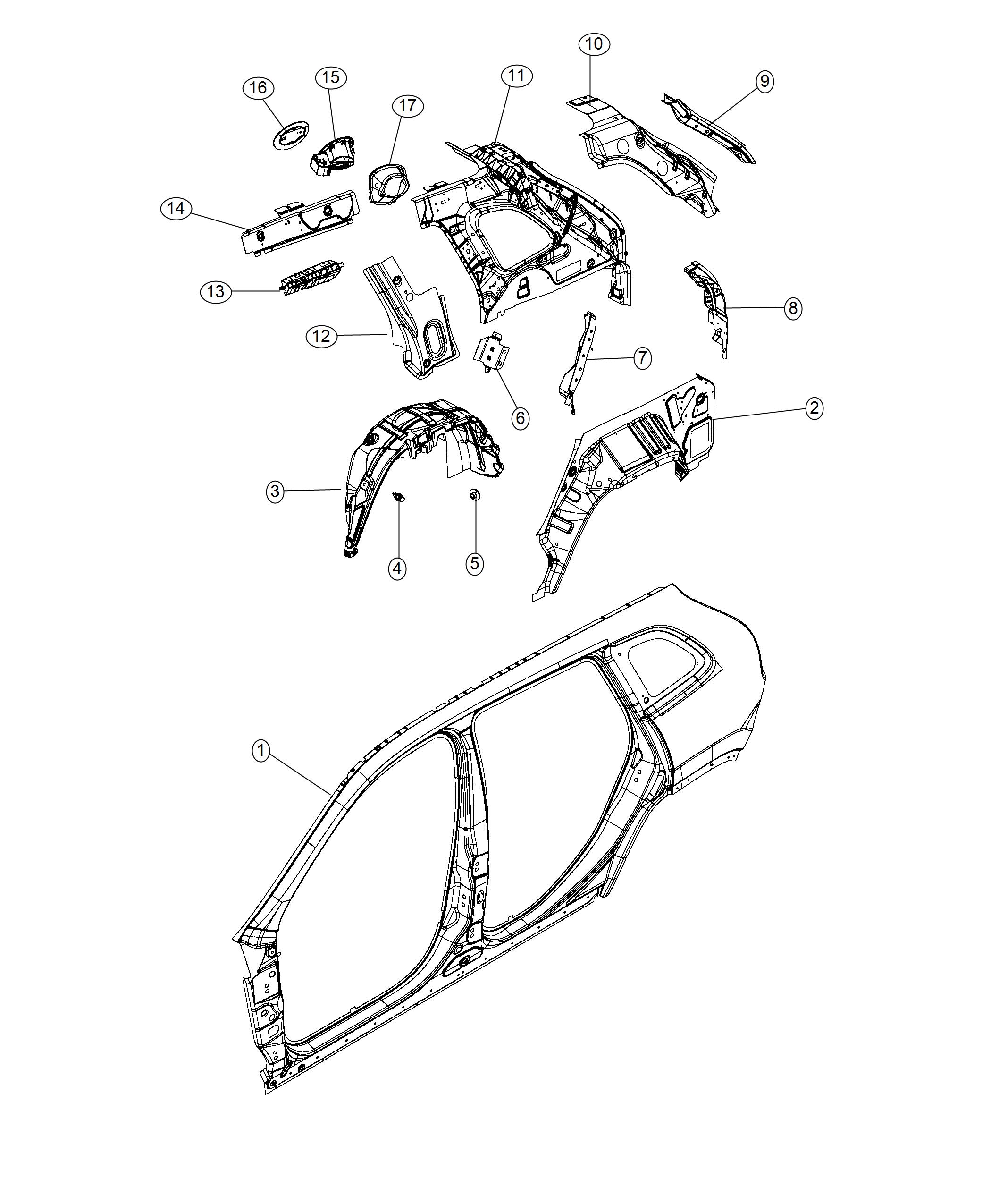 Diagram Quarter Panel and Fuel Filler Door. for your Jeep Cherokee  