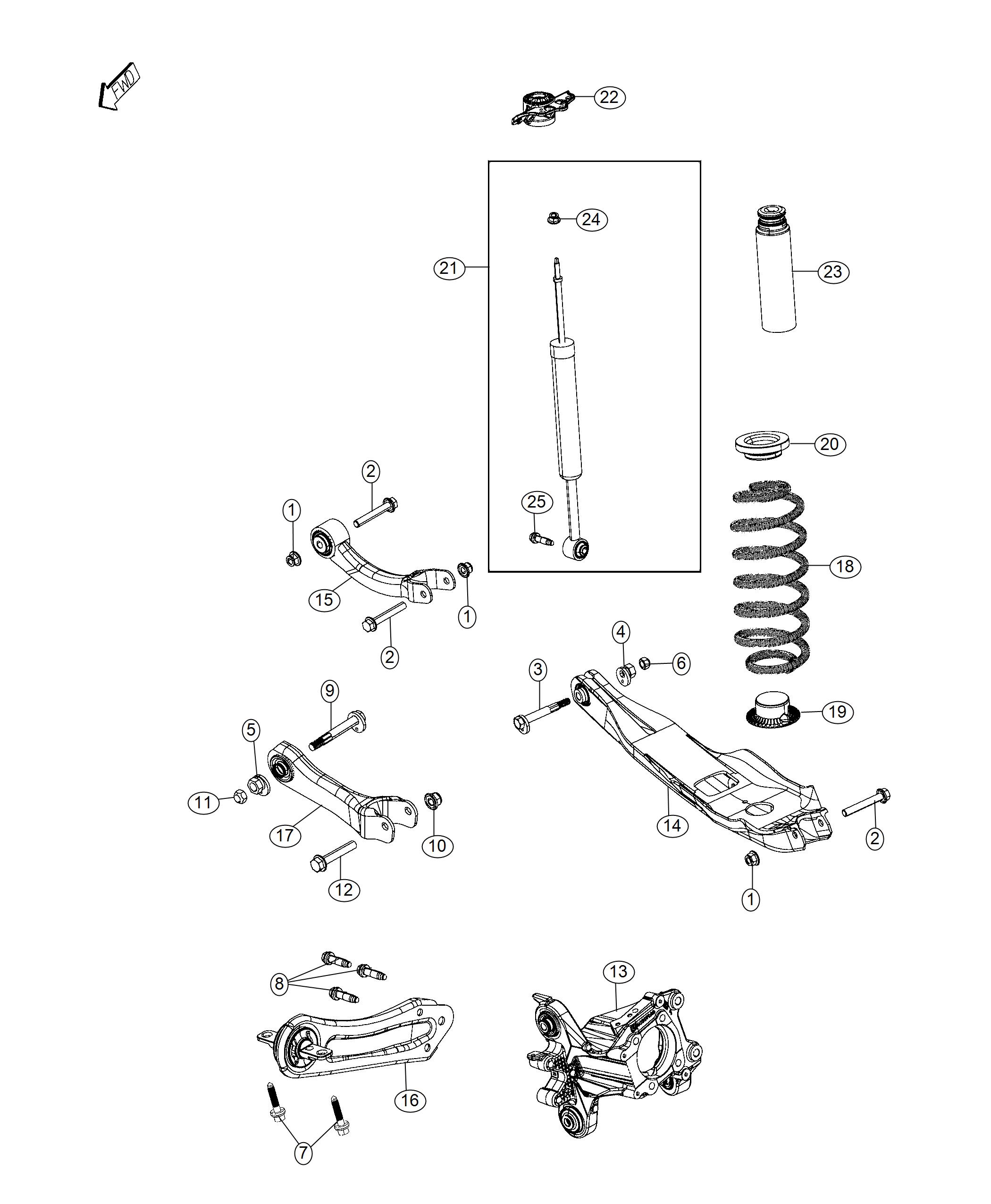 Diagram Suspension, Rear. for your Jeep