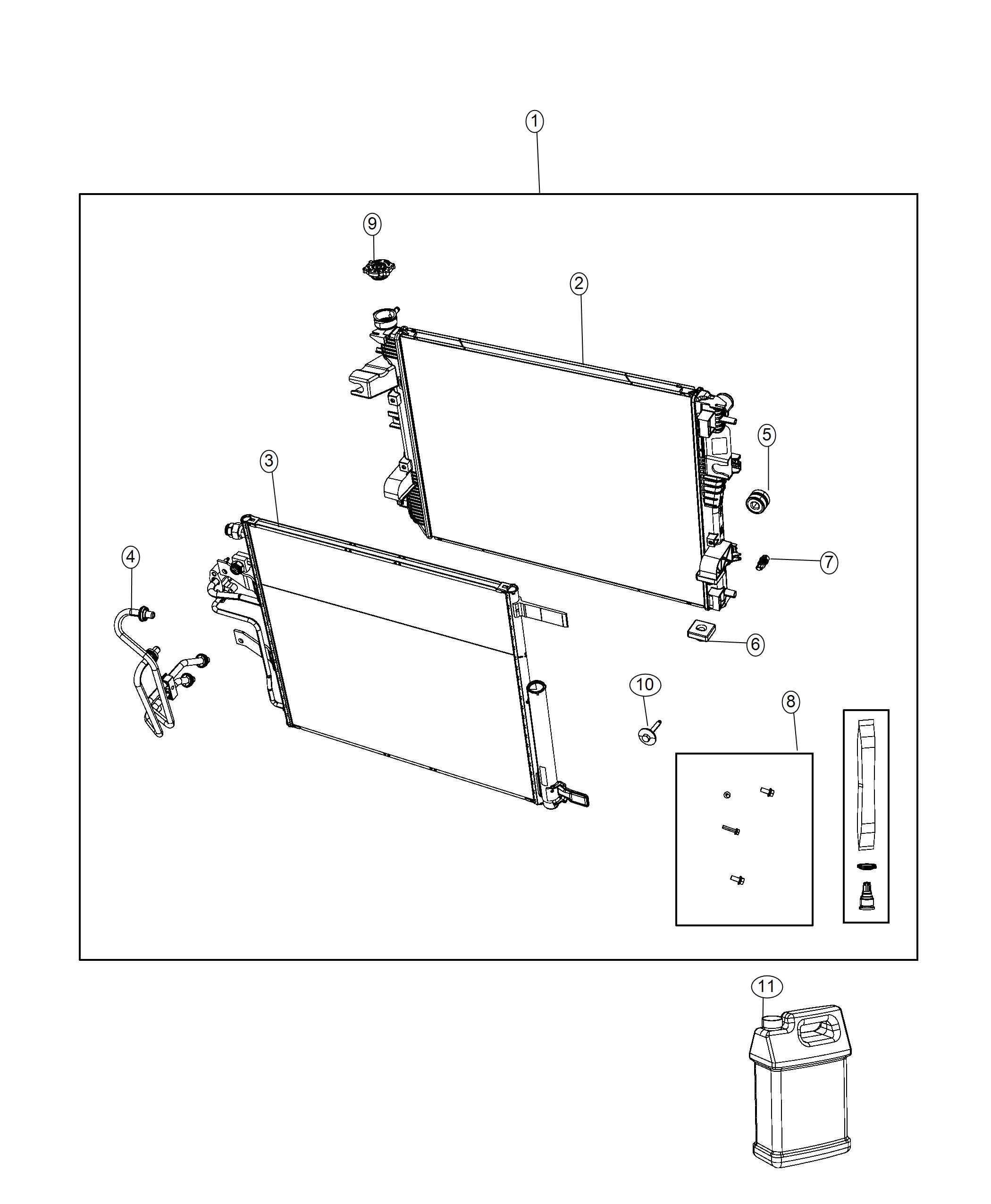 Diagram Cooling Modules, Radiator, Condenser, And Related Parts. for your Ram 1500  