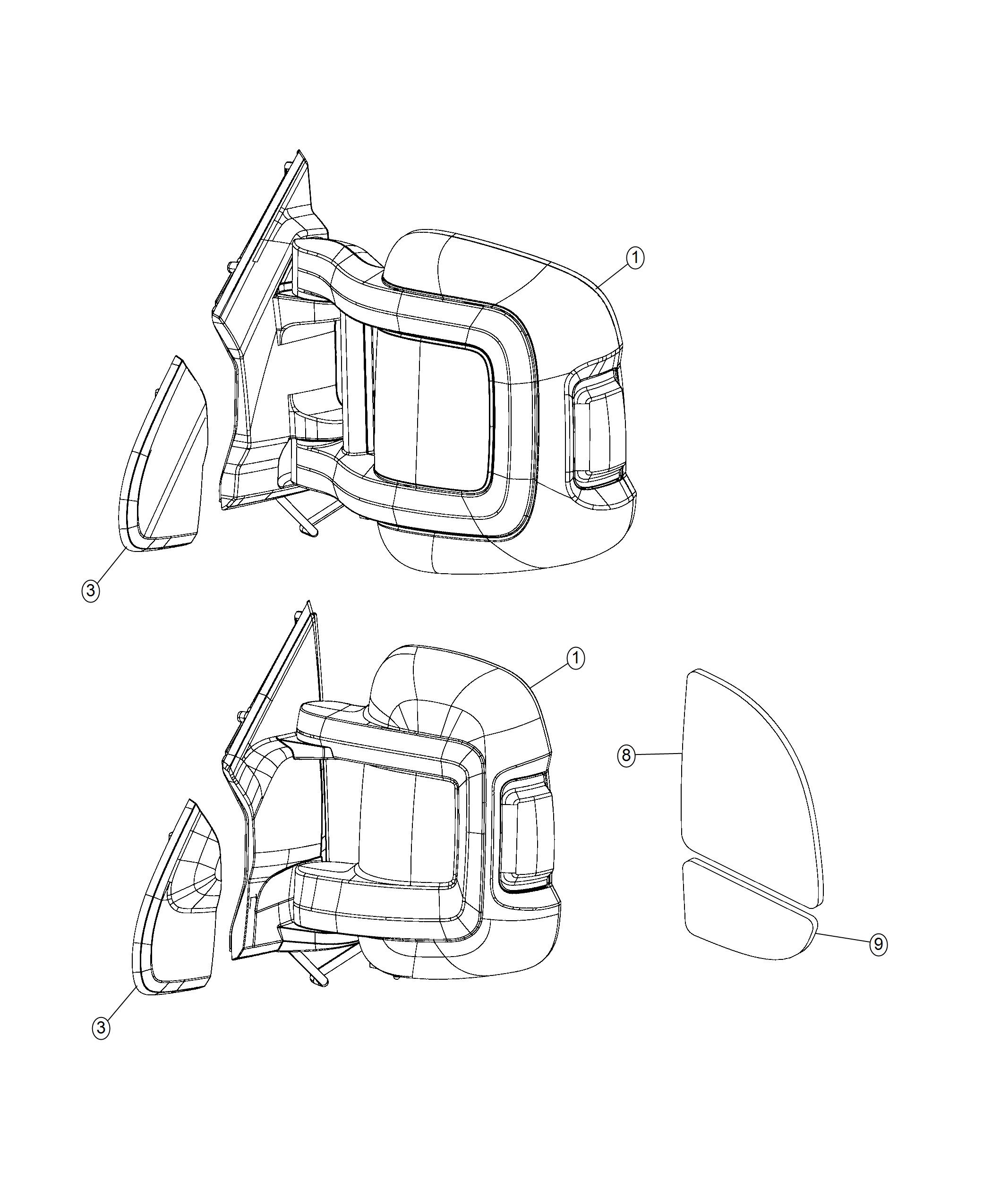 Diagram Exterior Mirrors. for your 2017 Ram ProMaster   