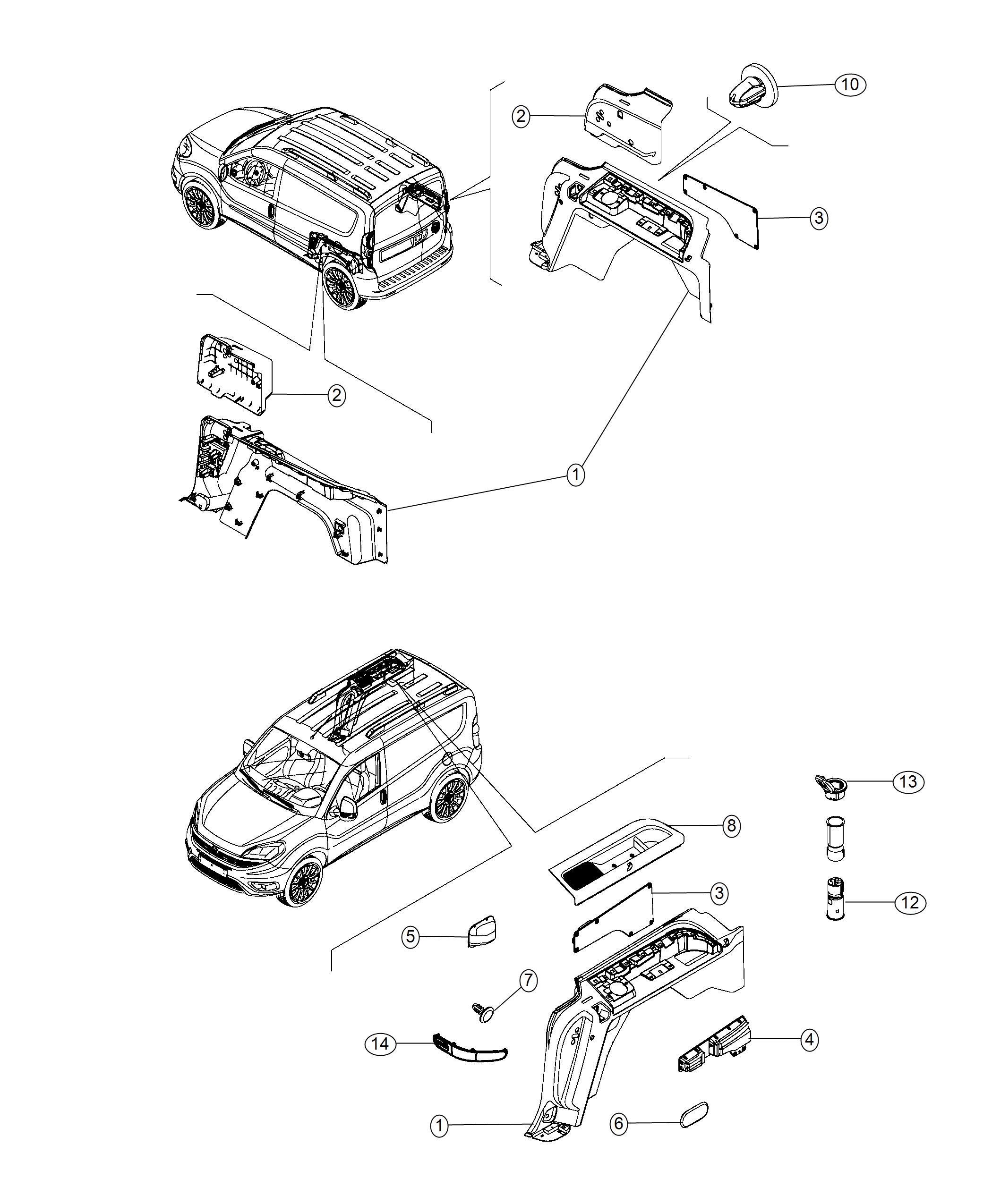 Diagram Quarter Trim. for your Ram ProMaster City  