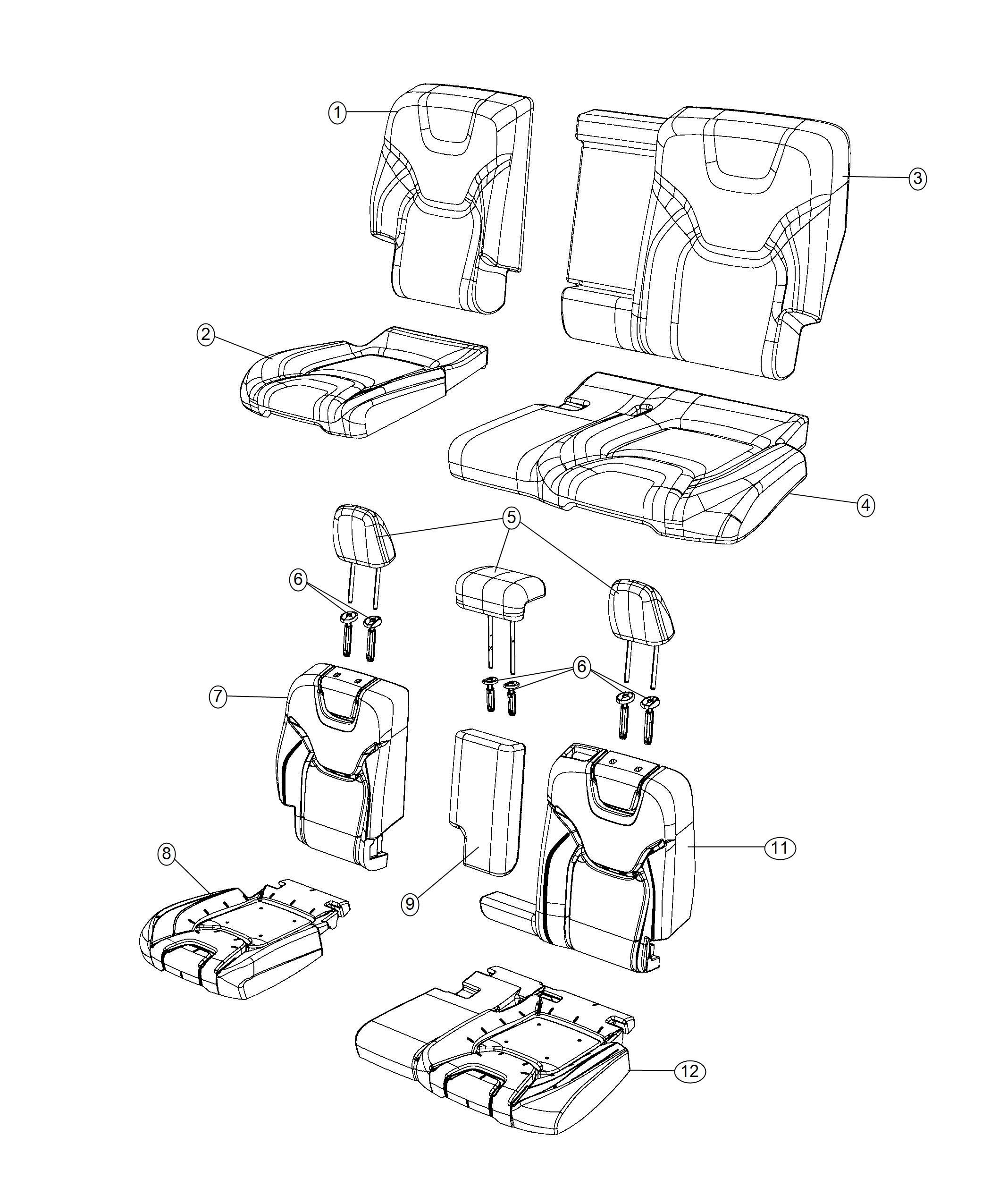 Diagram Rear Seat - Split Seat - Trim Code [SL]. for your Chrysler 300  M