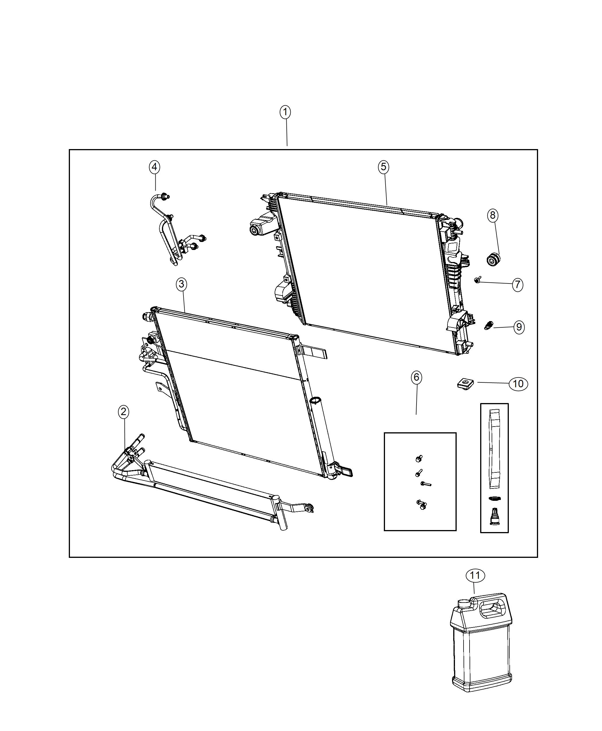 Diagram Cooling Modules, Radiator, Condenser, And Related Parts. for your 2000 Chrysler 300  M 