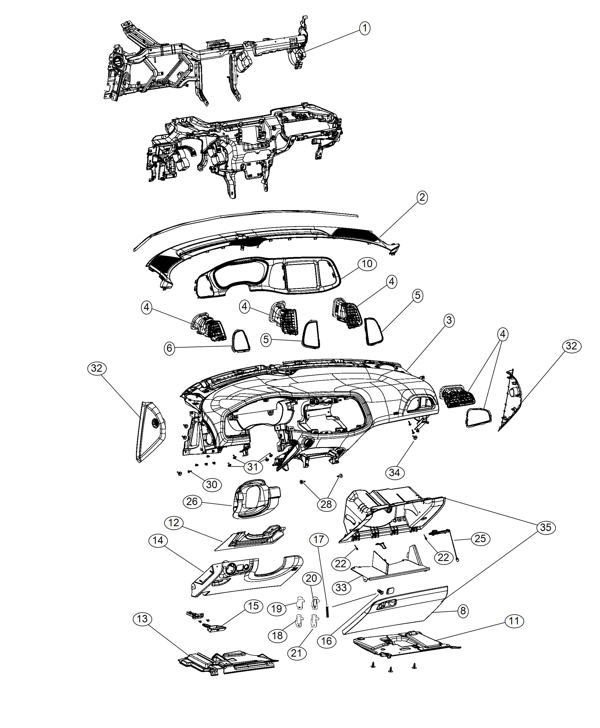 Diagram Instrument Panel and Structure. for your Dodge