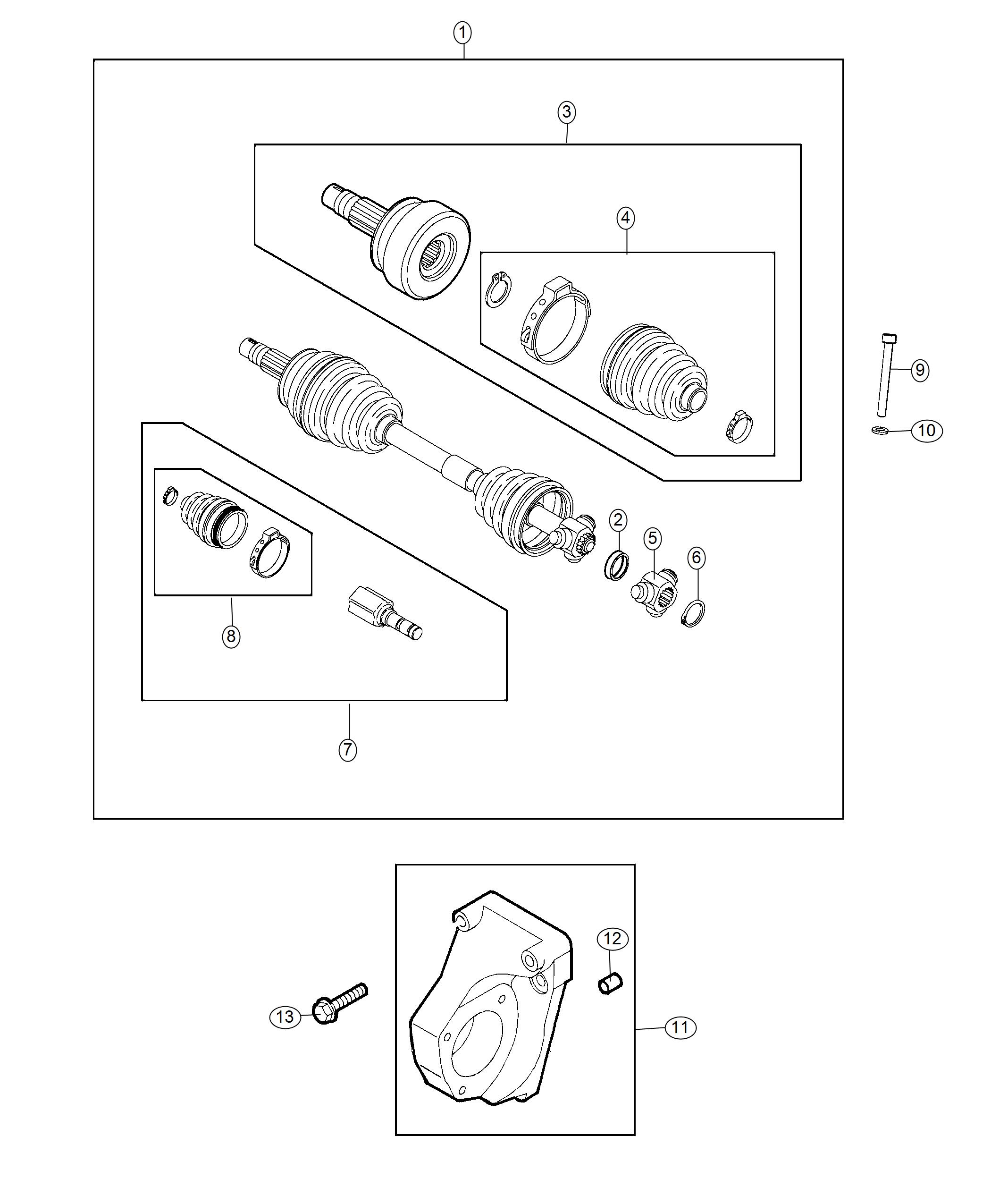 Diagram Shafts, Axle 1.4L [1.4L I4 MULTIAIR TURBO ENGINE]. for your Jeep