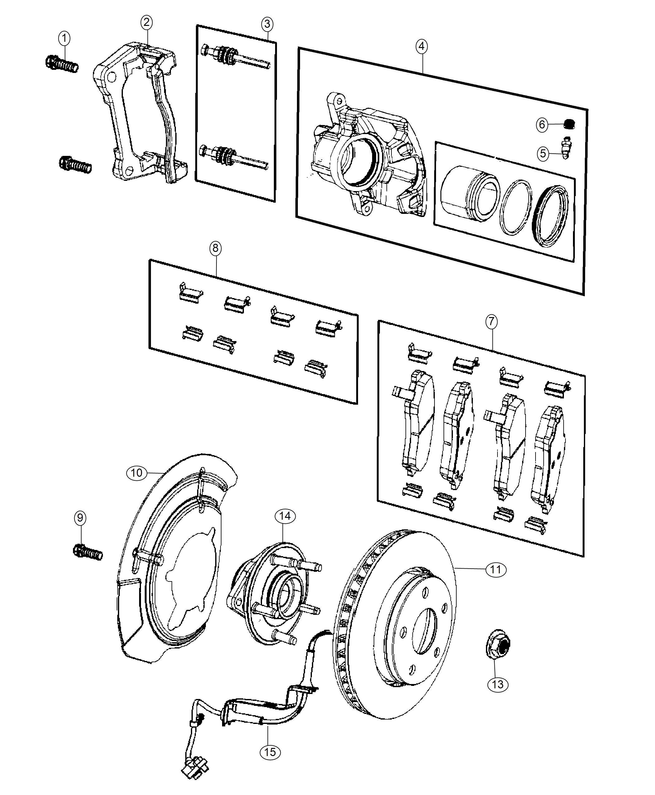 Diagram Brakes, Front. for your 2001 Chrysler 300  M 